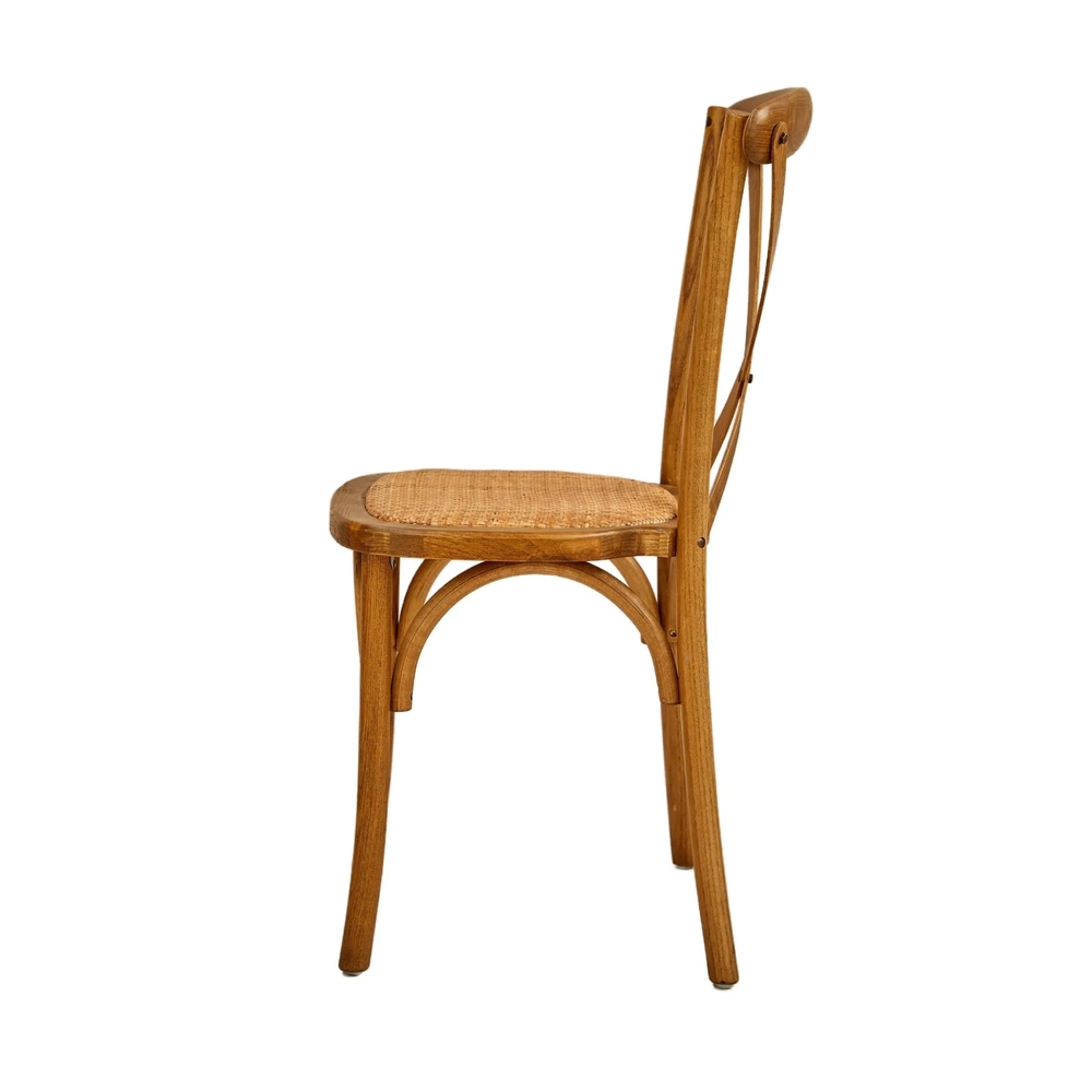 Walnut Wood Crossback Chair with Rattan Seat