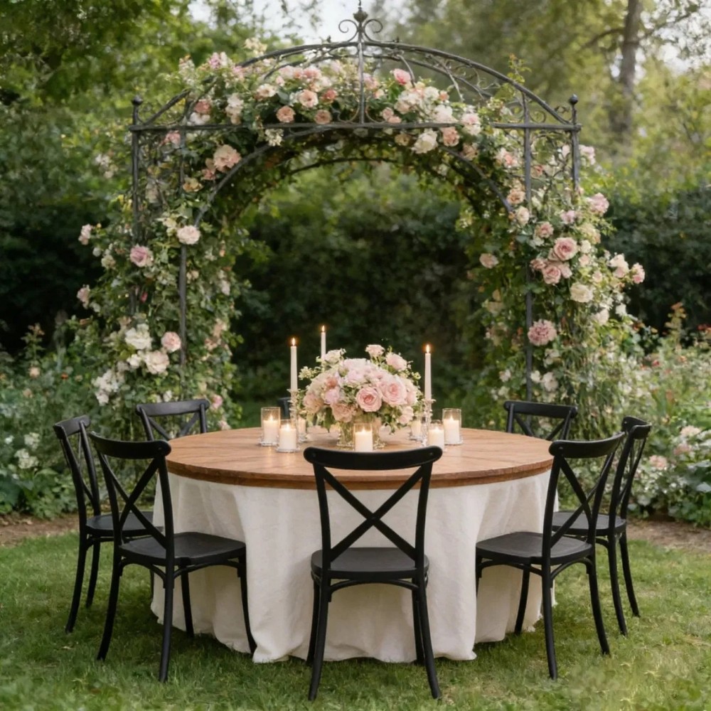 Outdoor Black Resin Cross Back Chair for Event