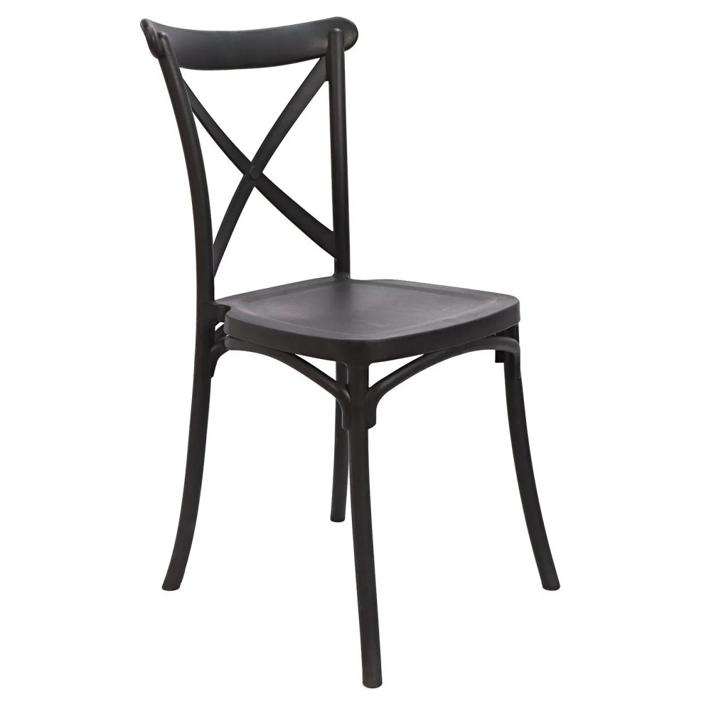Outdoor Black Resin Cross Back Chair for Event