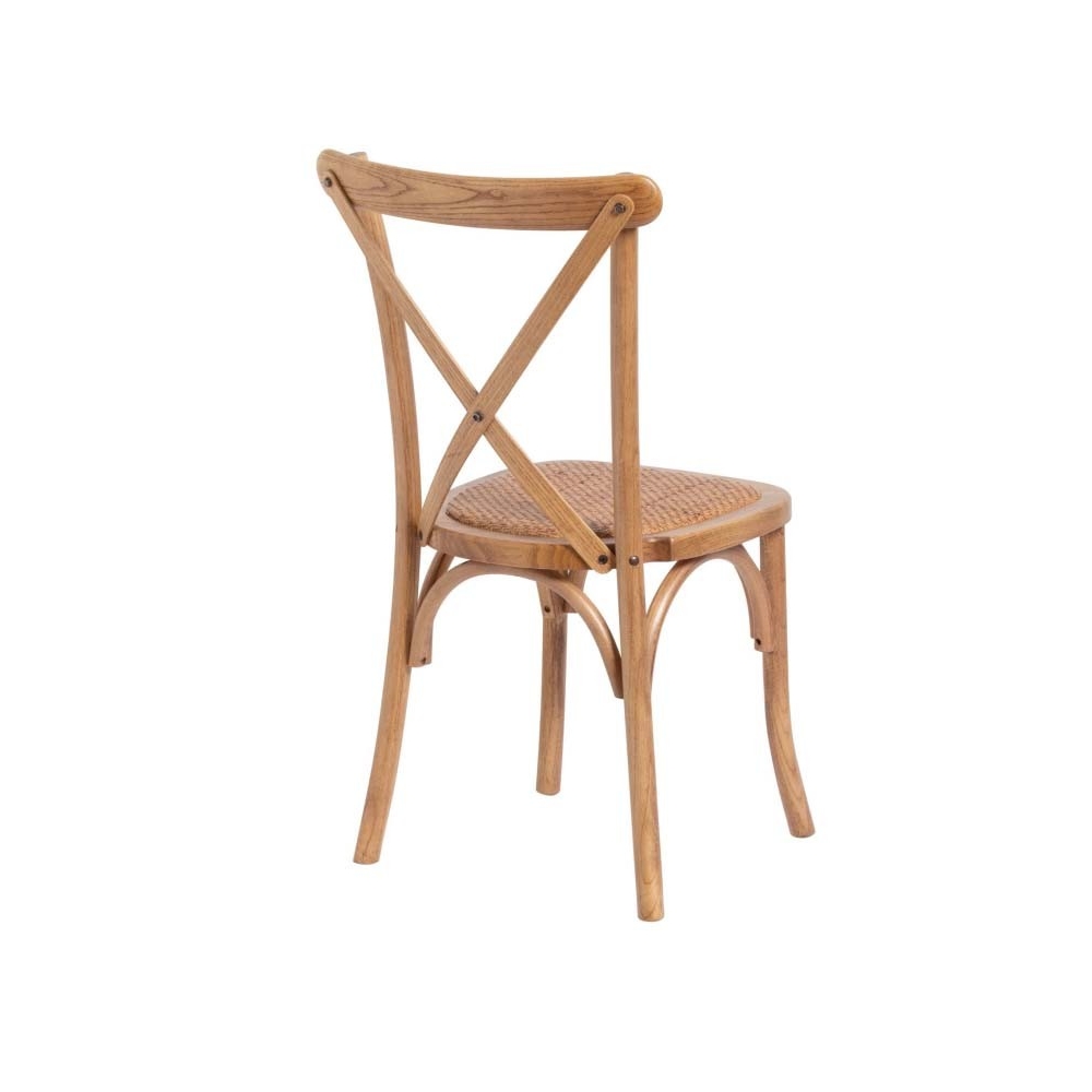 Wood Cross back Chair - Natural Oak with Rattan Seat