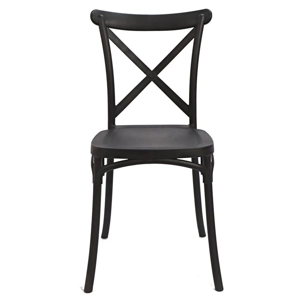 Outdoor Black Resin Cross Back Chair for Event