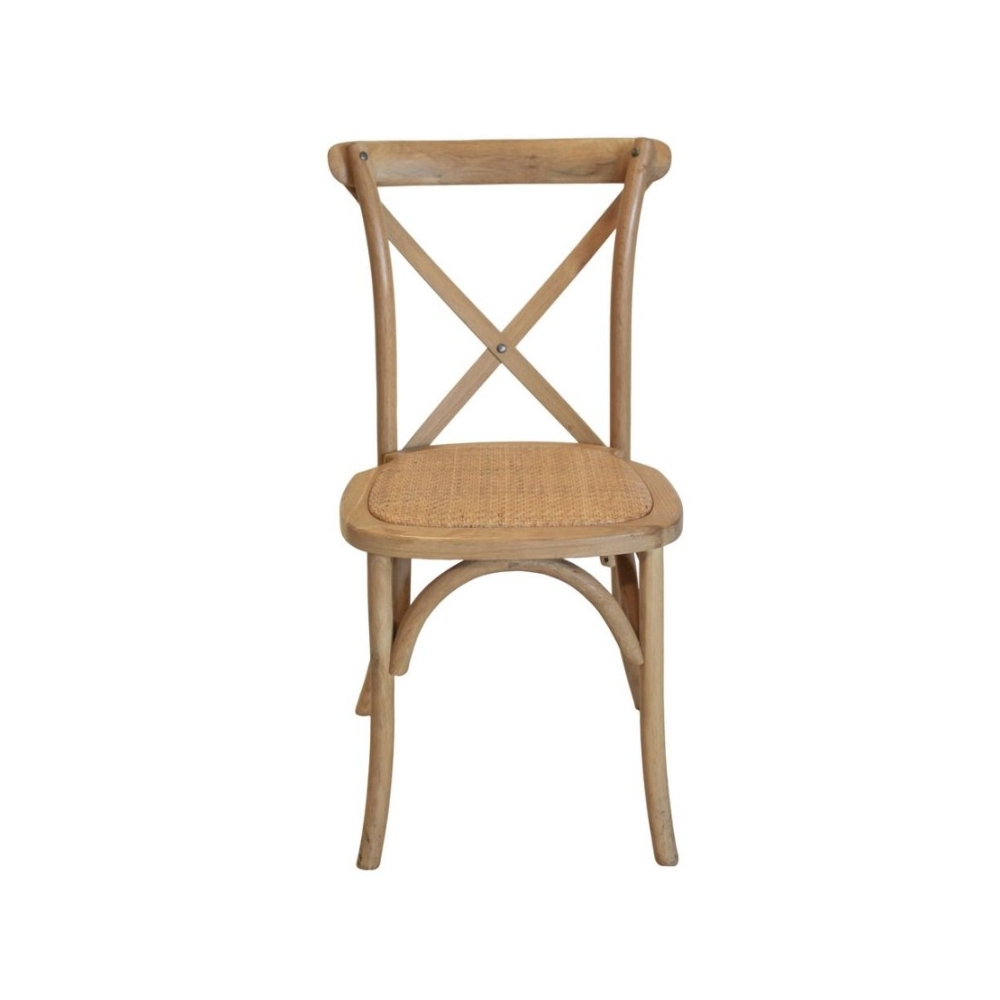 Wood Cross back Chair - Natural Oak with Rattan Seat