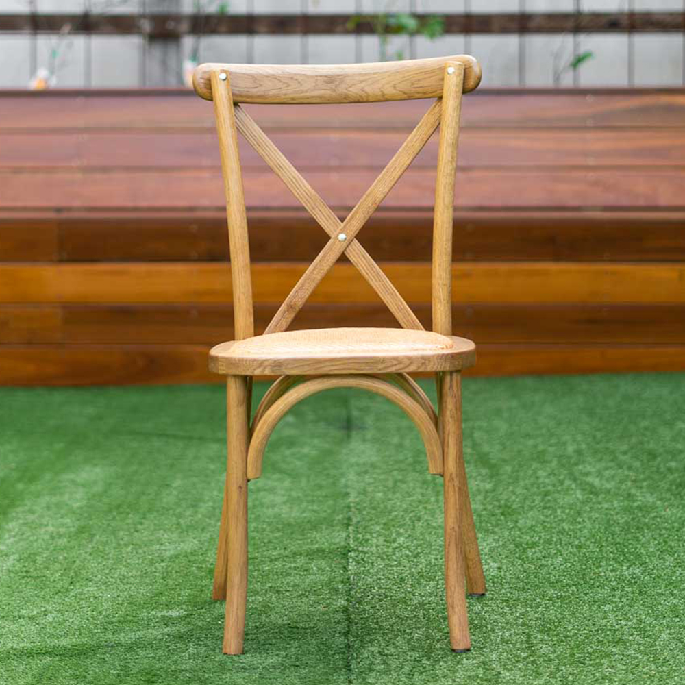 Wood Cross back Chair - Natural Oak with Rattan Seat
