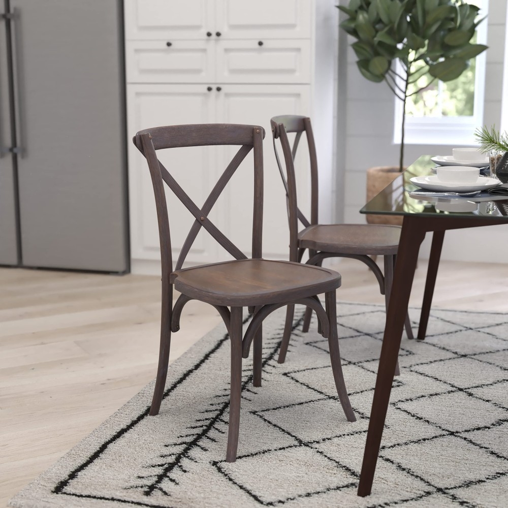 Dark Driftwood Wood CrossBack Chair
