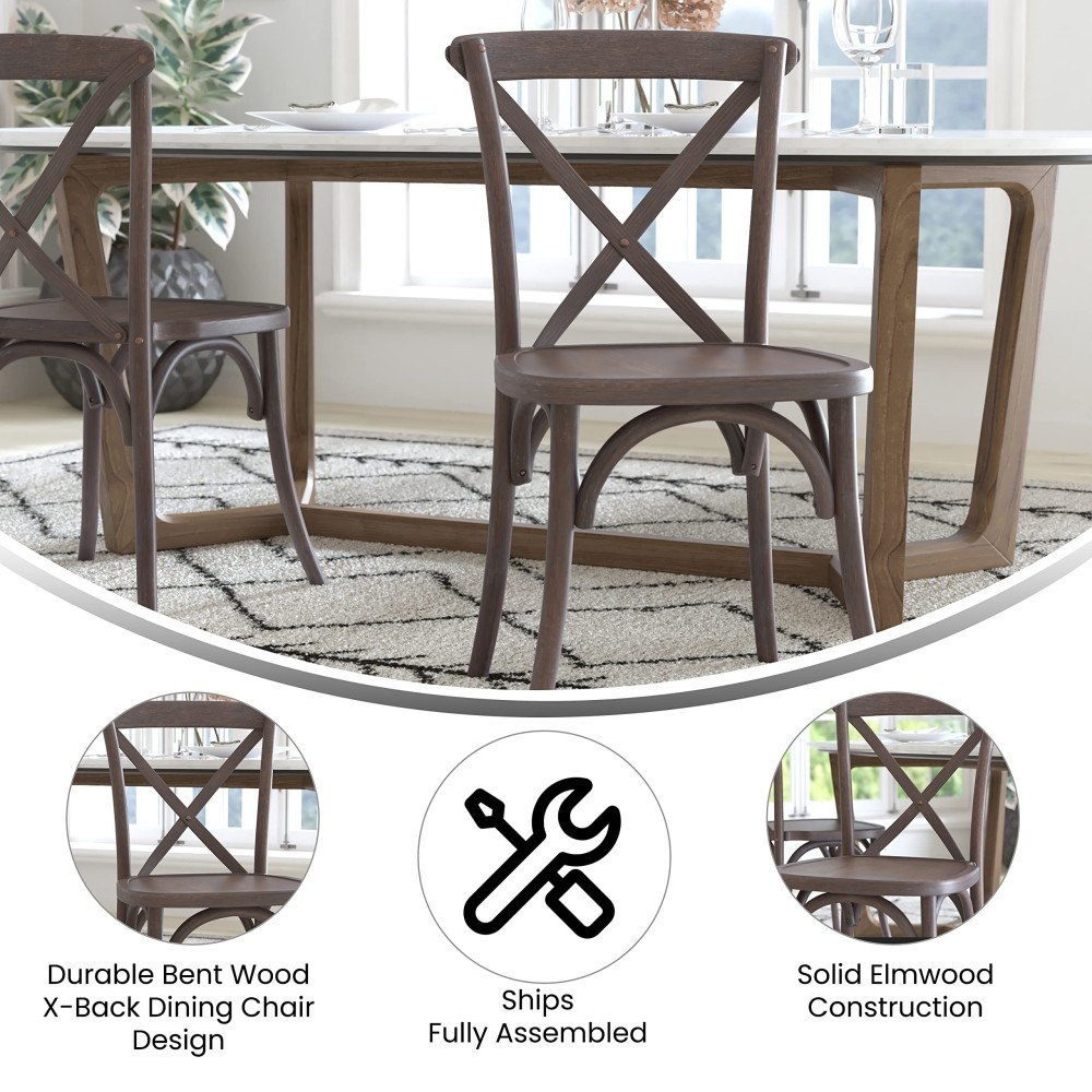 Dark Driftwood Wood CrossBack Chair