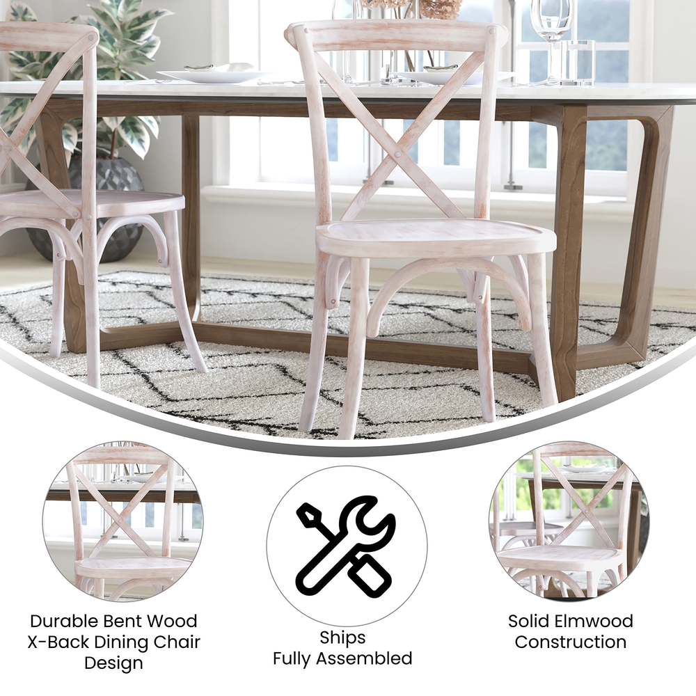 Wood Crossback Chair-Limewash