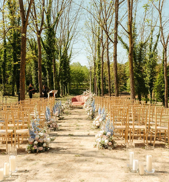 Woodland Serenity &ndash; Soft Blue Blush Forest Wedding Ceremony
