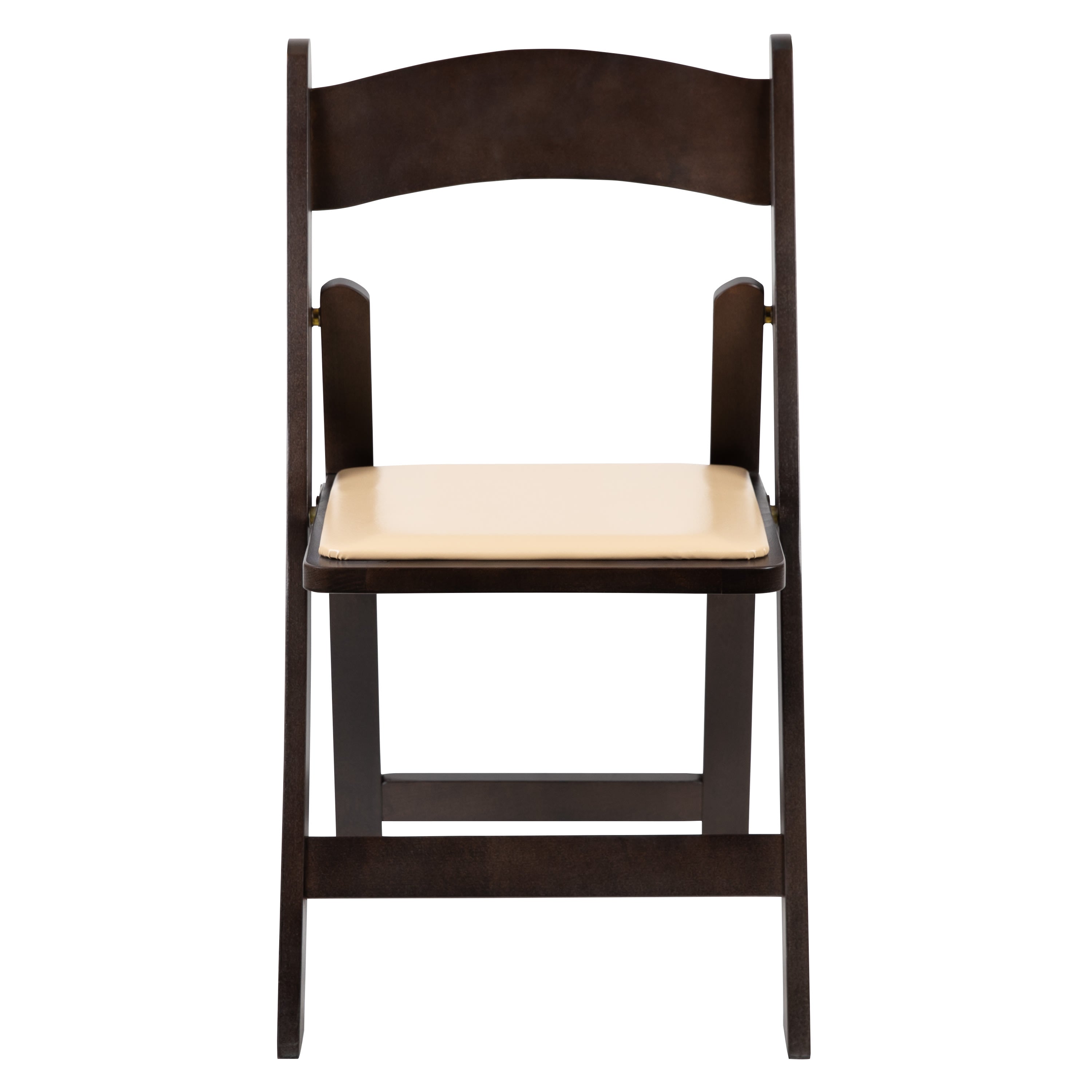 Mahogany Wood Folding Chair with Vinyl Padded Seat