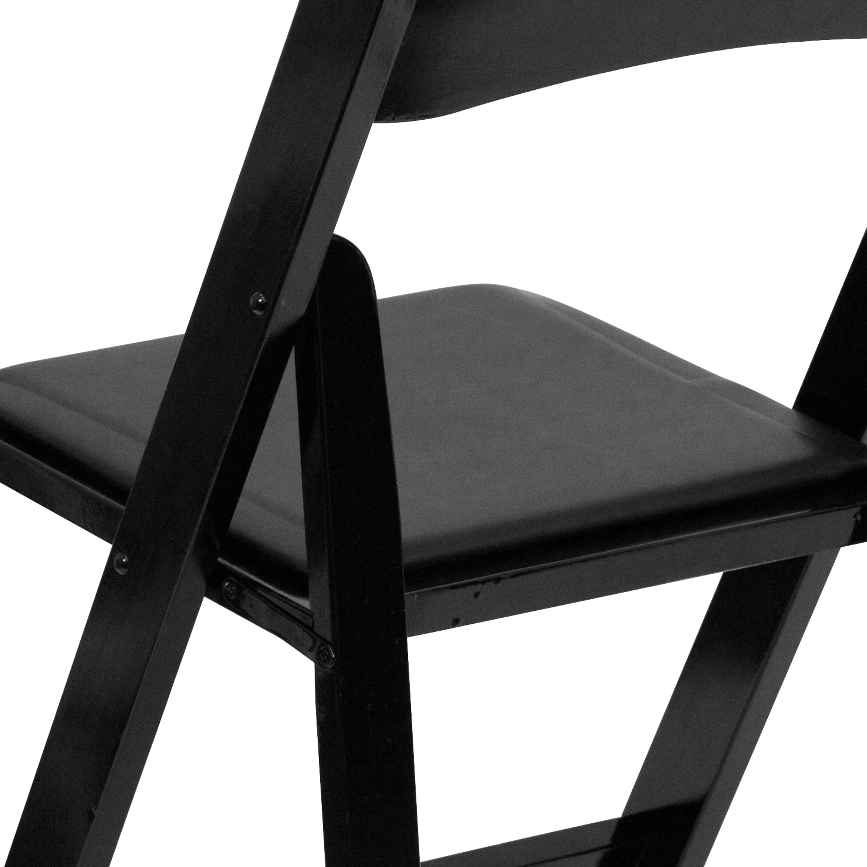 Black Padded Wood Folding Chair