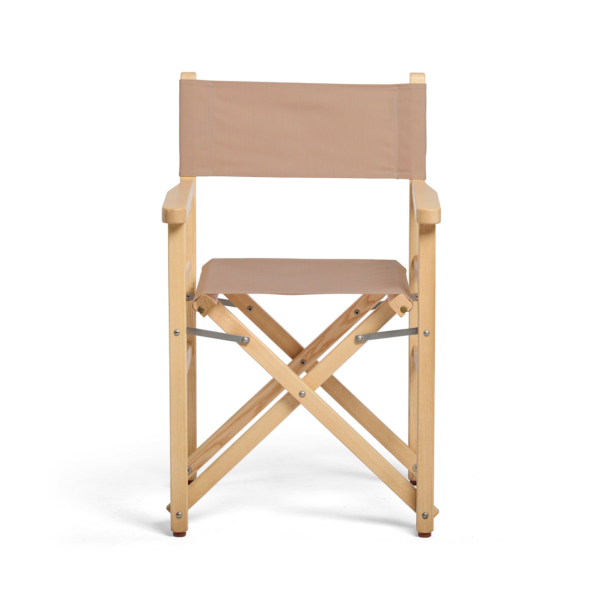 Folding Directors Chair - Natural Wood with Linen Ecru Fabric