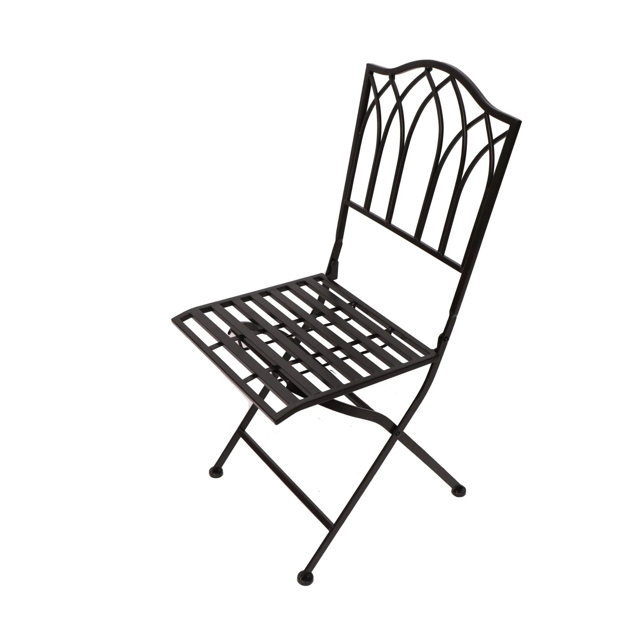 Black French Bistro Metal Garden Folding Chair