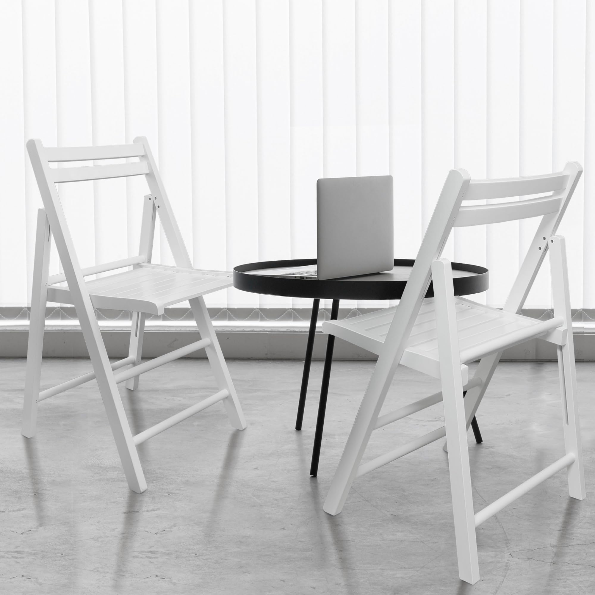Wooden Folding Chairs-White