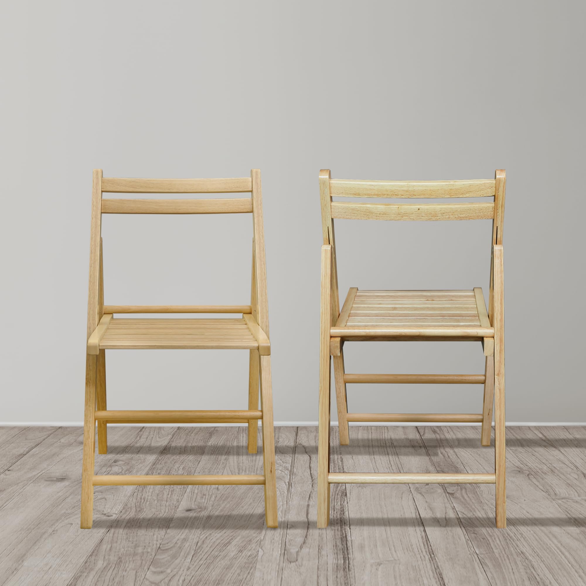 Natural Wood Slatted Folding Chair