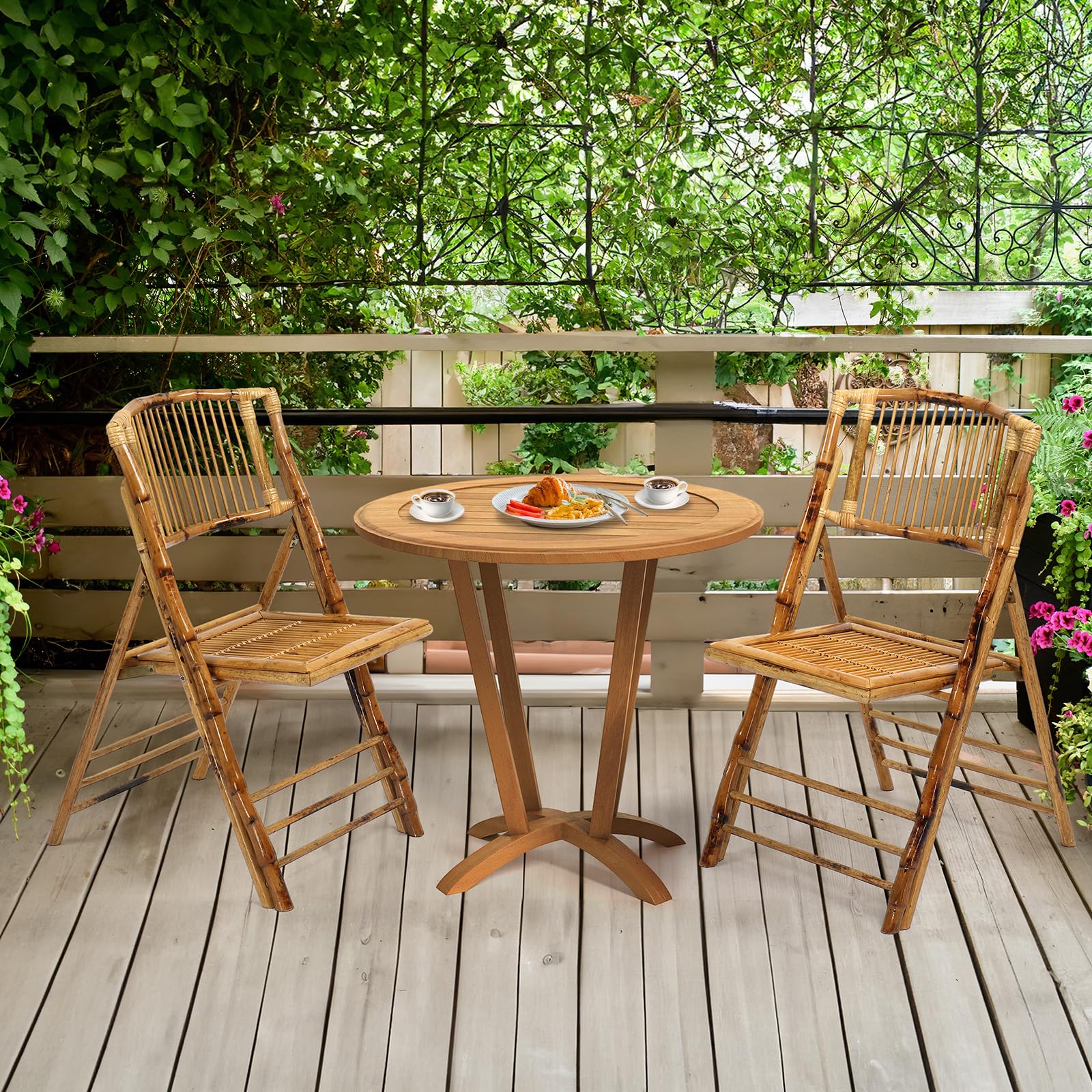 Bamboo Folding Chairs-Brown