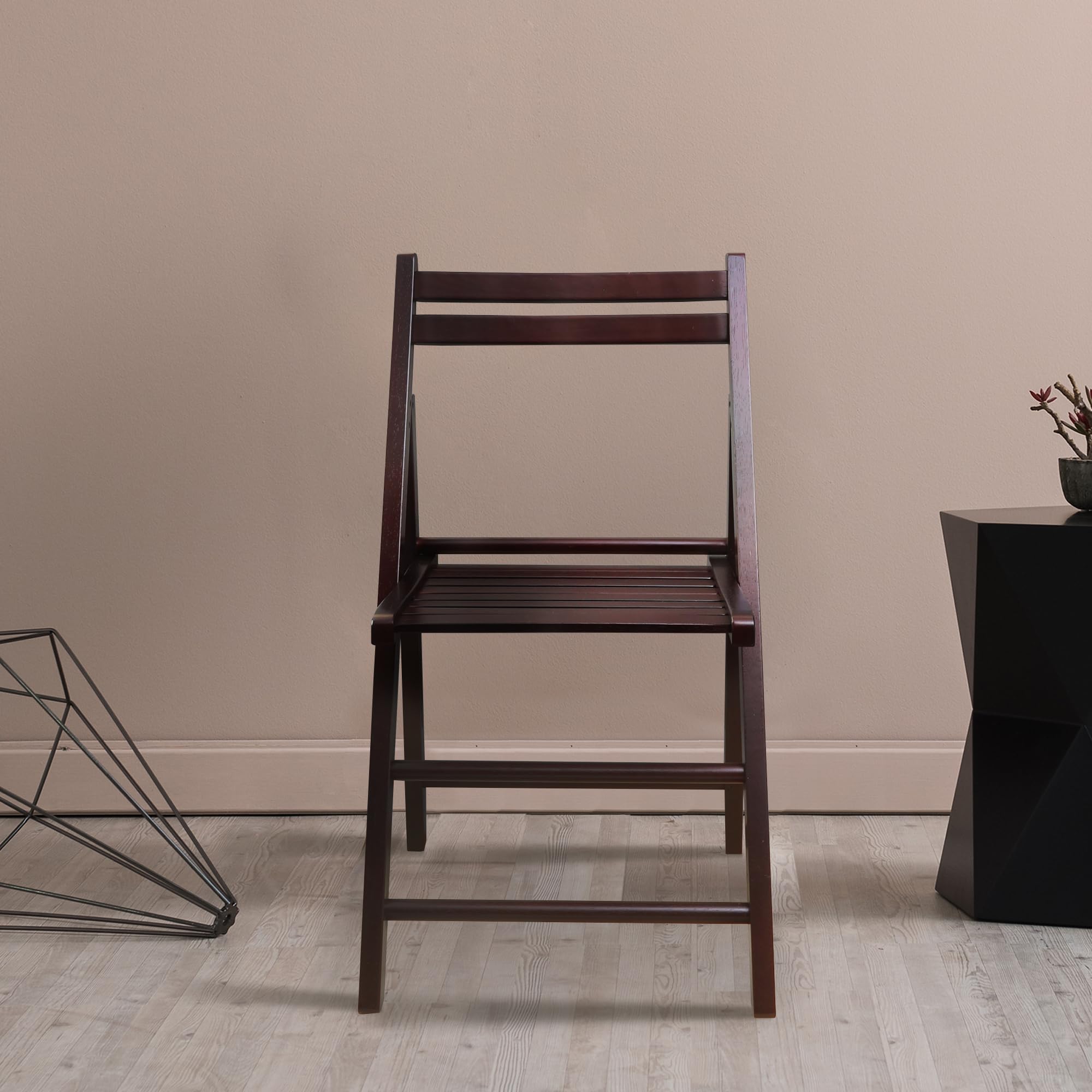 Dark Brown Wooden Folding Chair