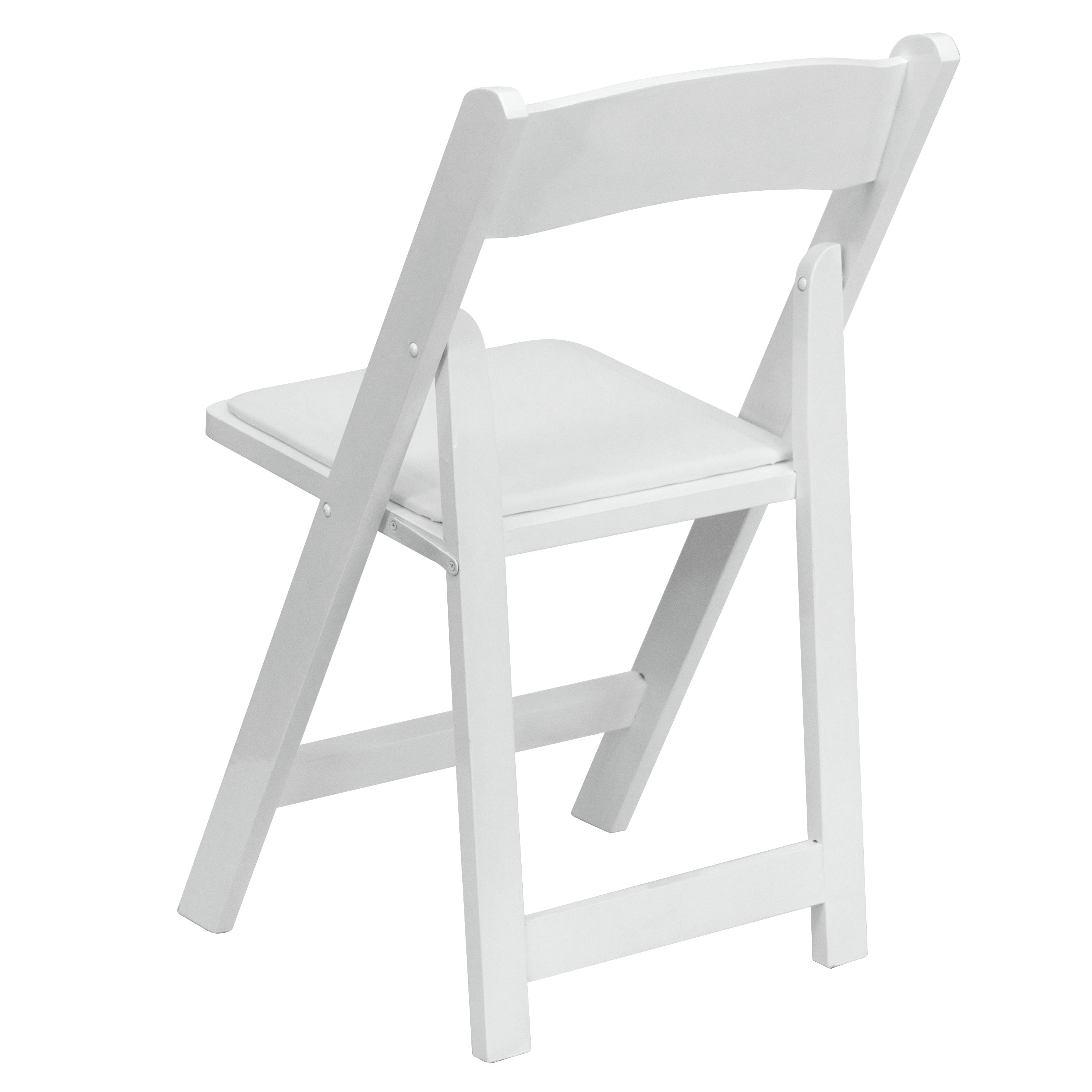White Padded Wood Folding Chair