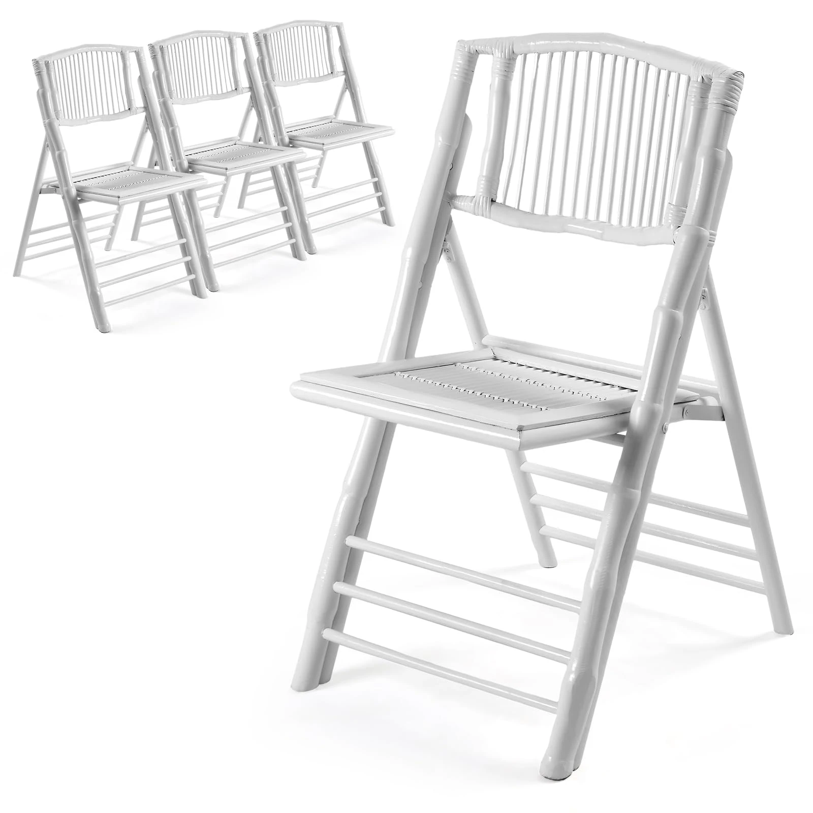 Sedia pieghevole in bamb&ugrave; bianco