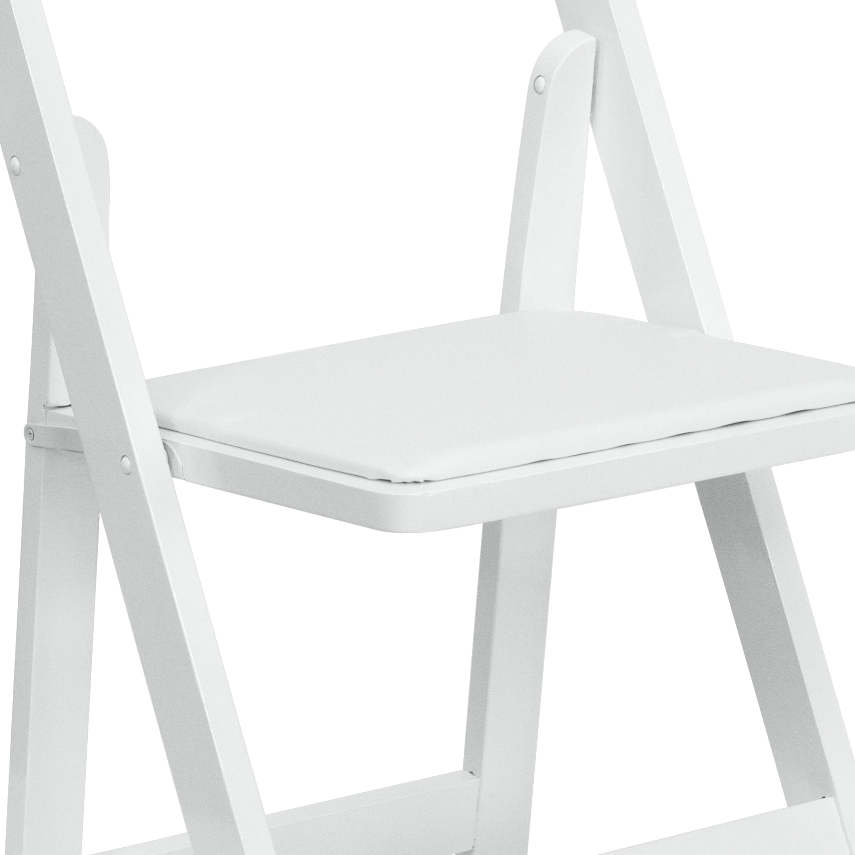 White Padded Wood Folding Chair