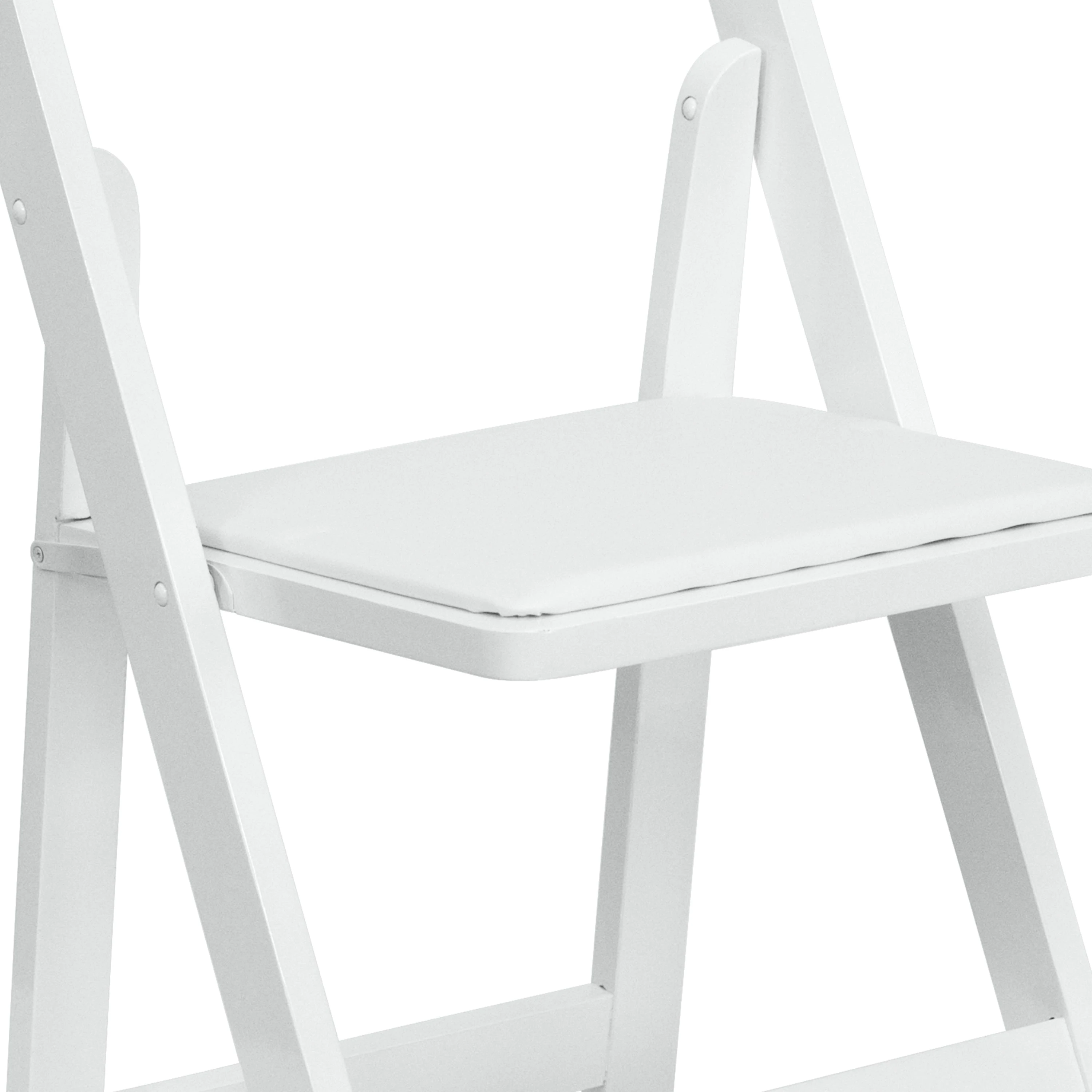 Sedia pieghevole in legno bianco imbottito