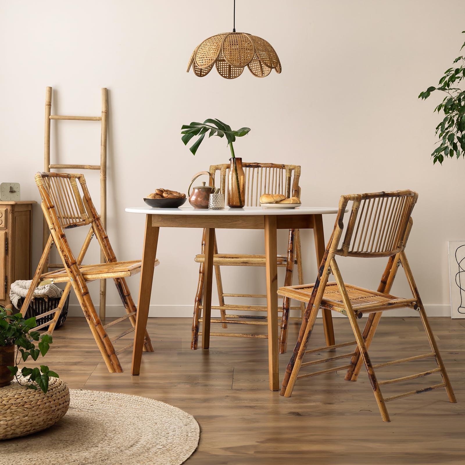 Bamboo Folding Chairs-Brown