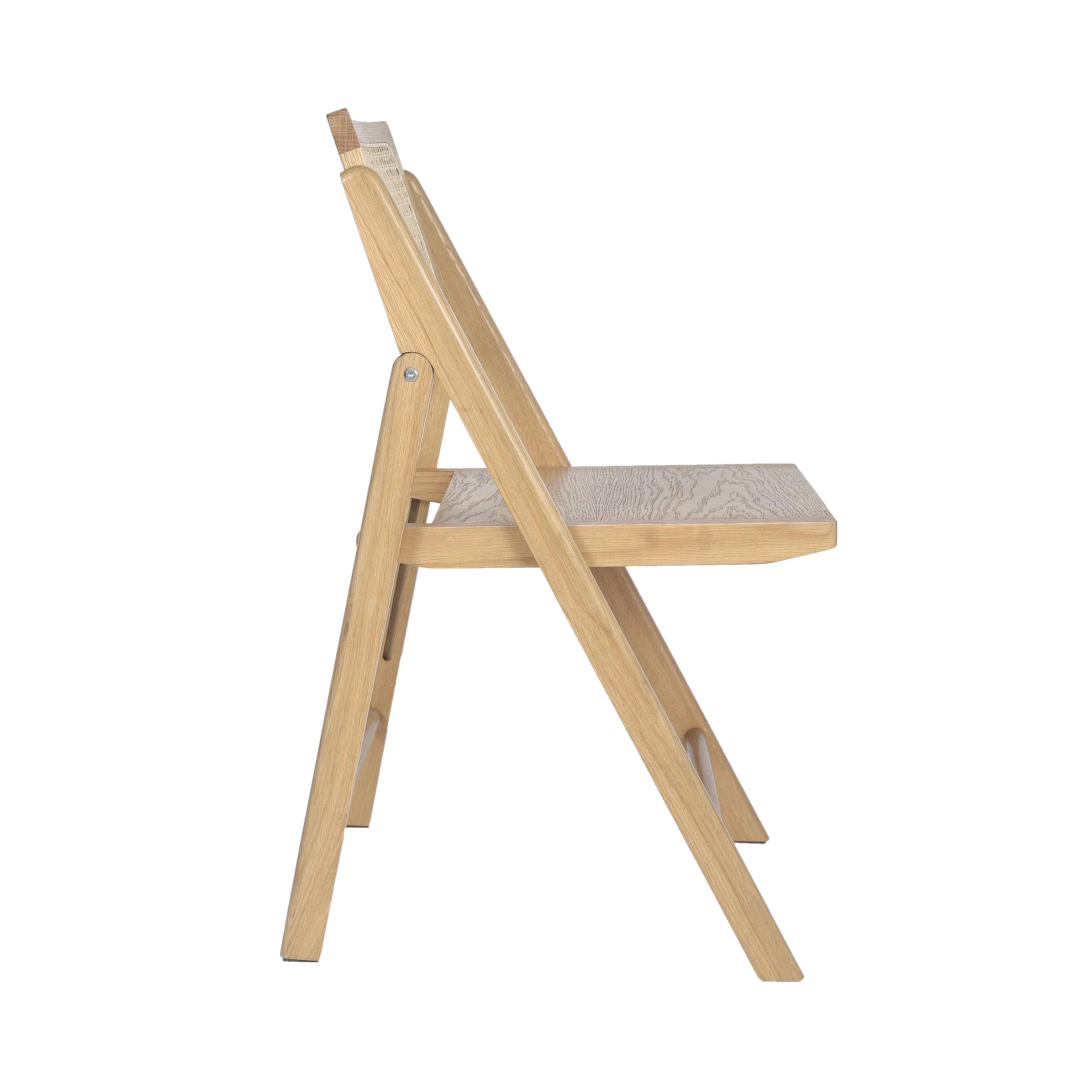 Sedia pieghevole in quercia con schienale in rattan