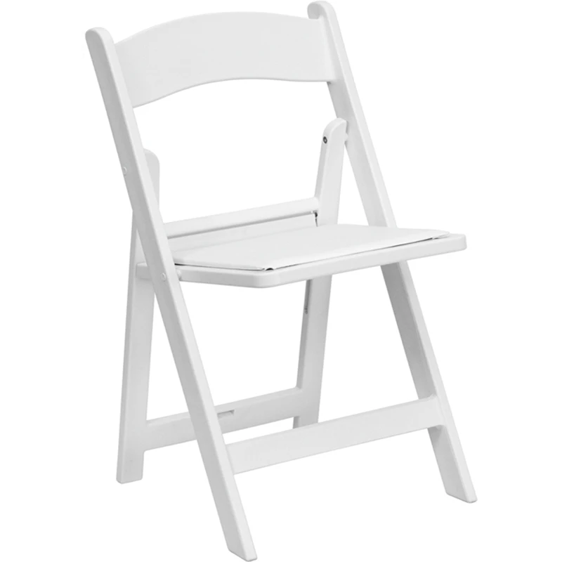 Sedia pieghevole in legno bianco imbottito