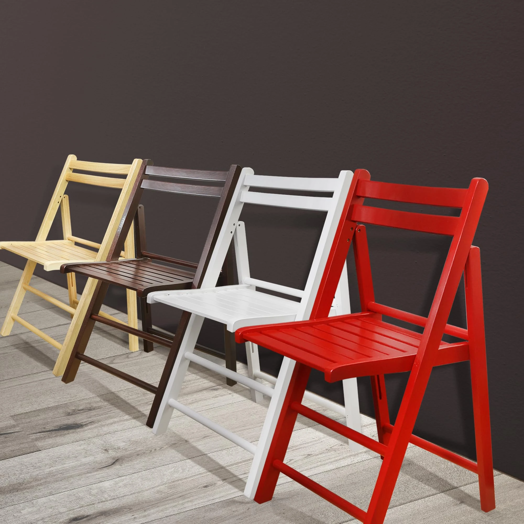 Sedia pieghevole in legno rossa