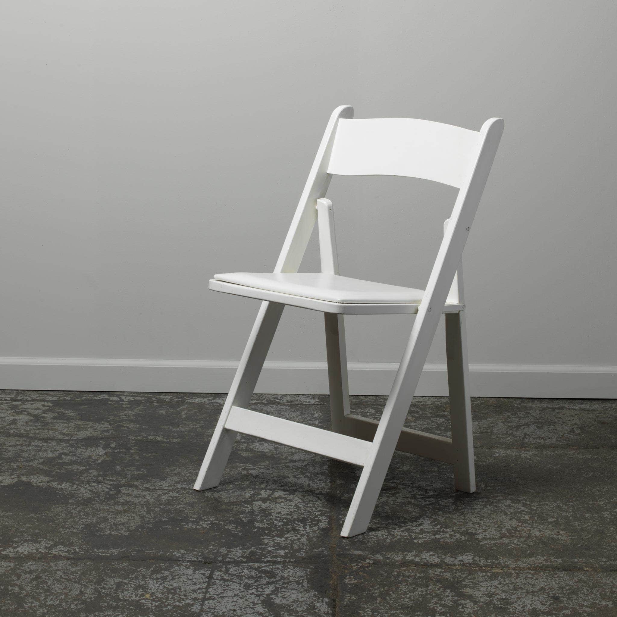 White Padded Wood Folding Chair