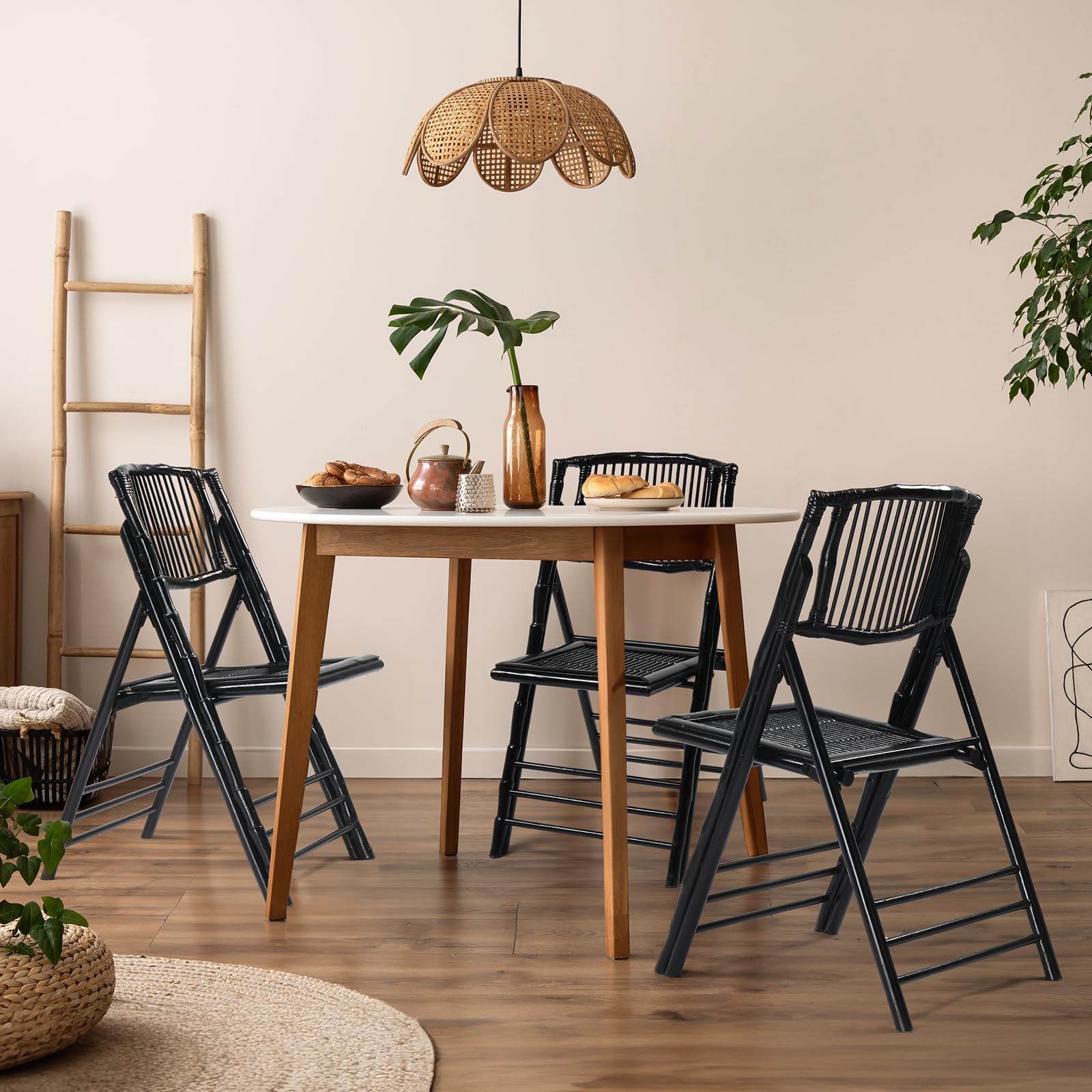 Bamboo Folding Chairs-Black