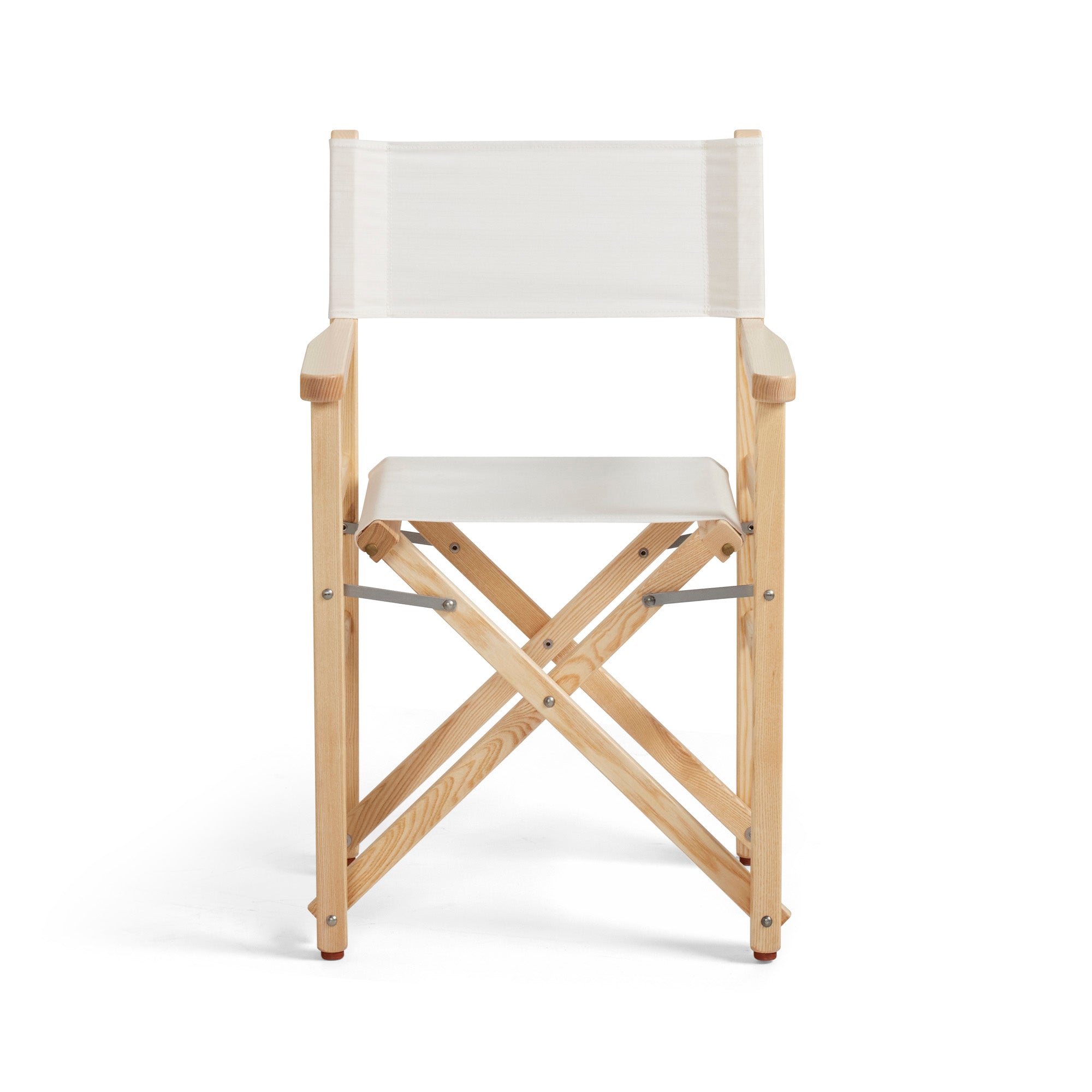Folding Directors Chair - Natural Wood with Linen White Fabric