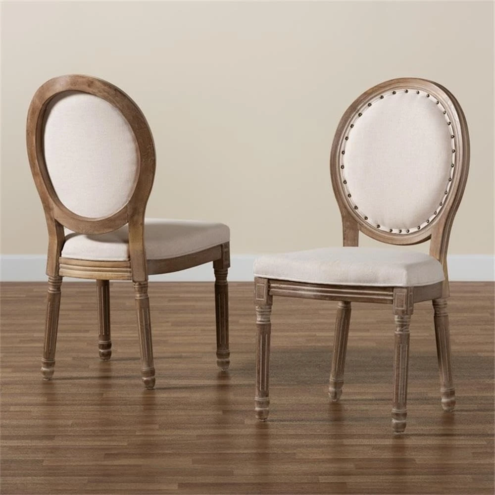 Sedia Louis in legno-tessuto marrone antico beige