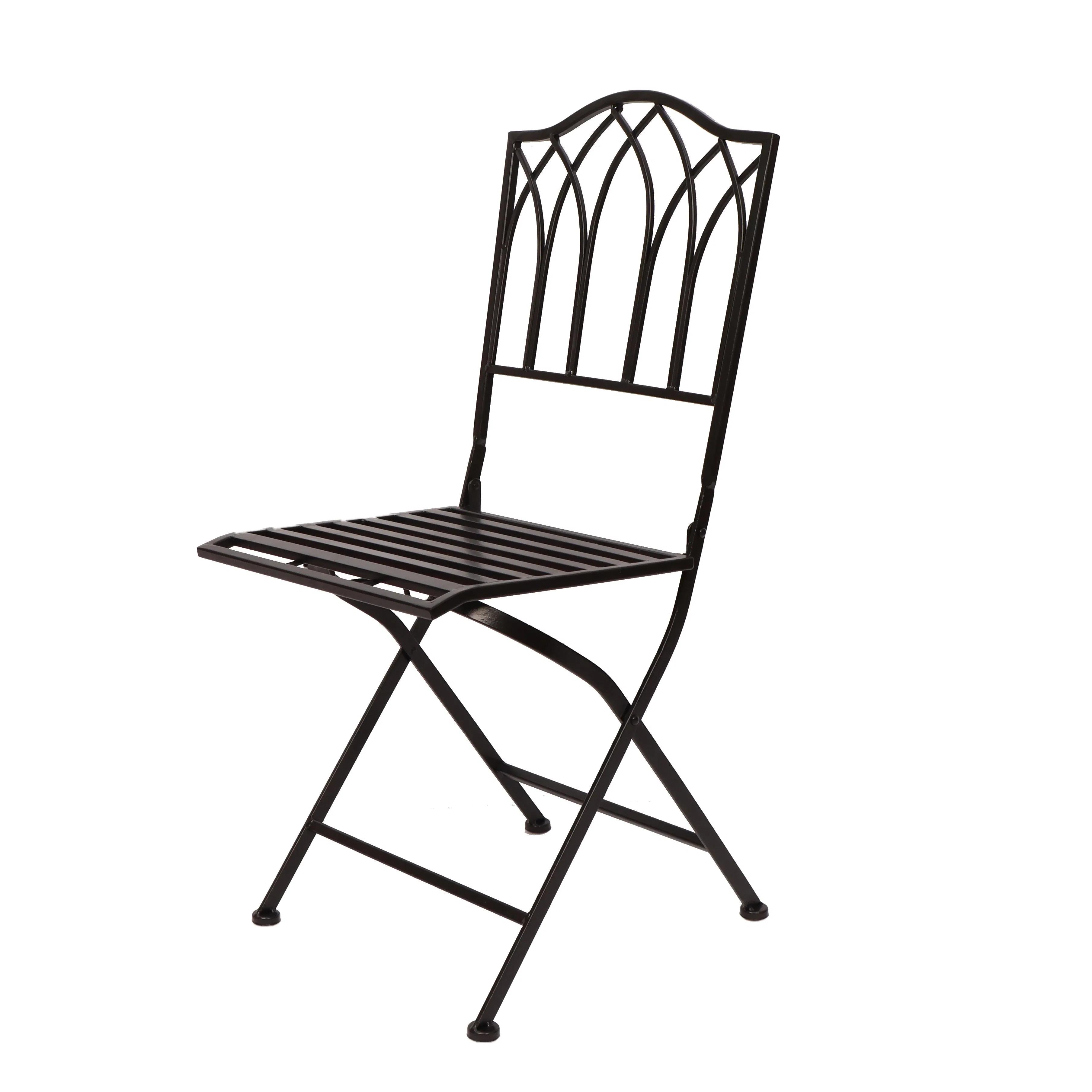Black French Bistro Metal Garden Folding Chair