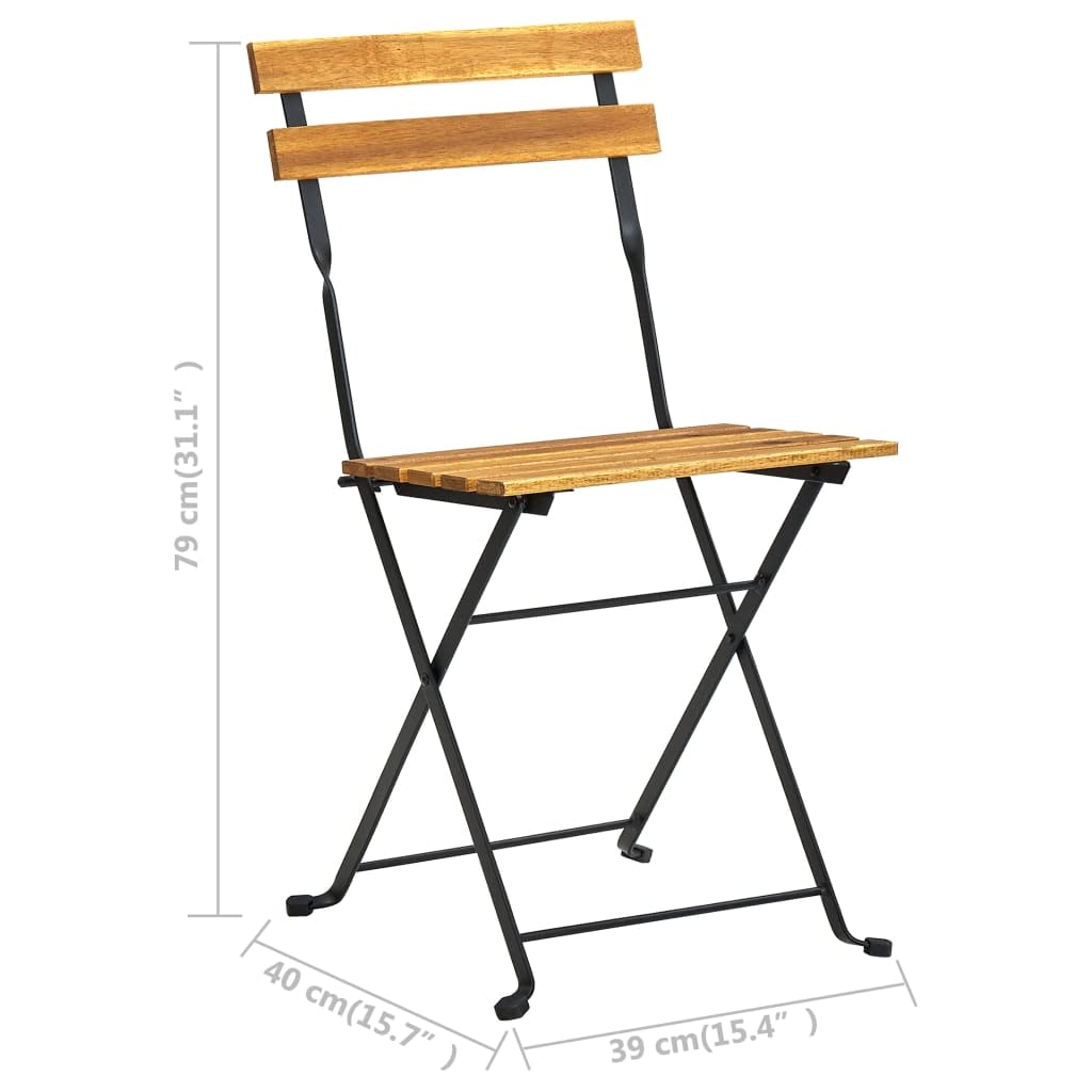 Wood & Black Metal Folding Bistro Chair