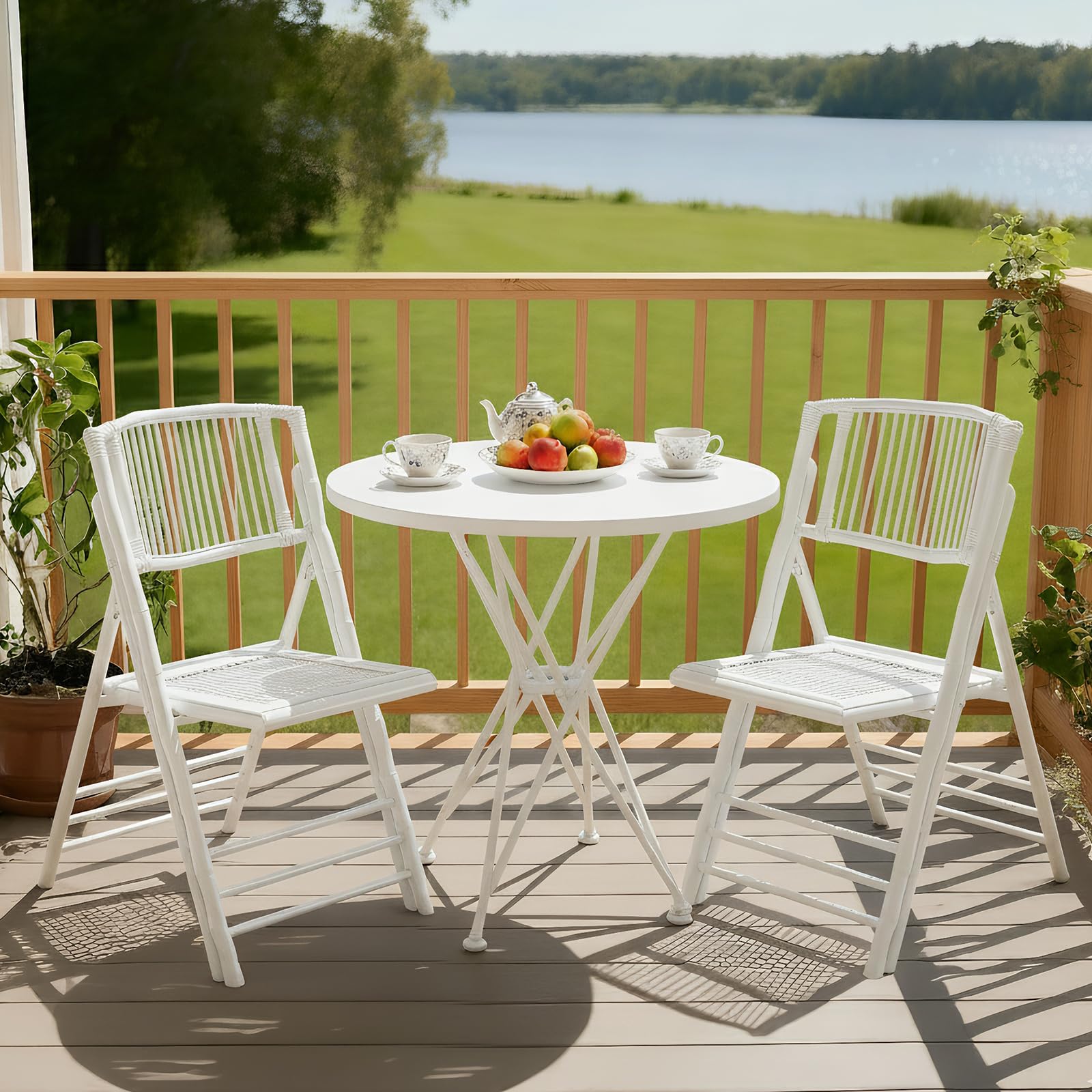 White Bamboo Folding Chair