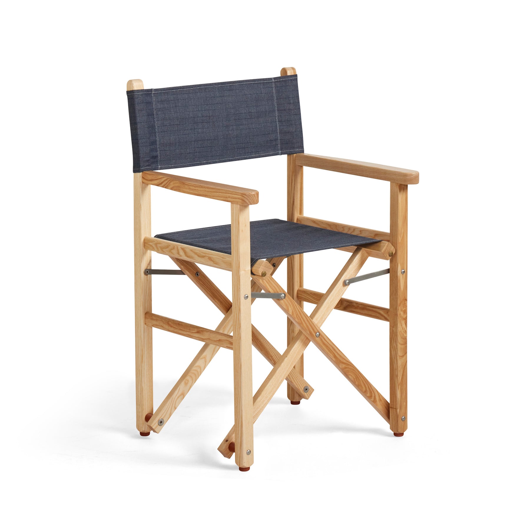 Folding Directors Chair - Natural Wood with Linen Marine Fabric