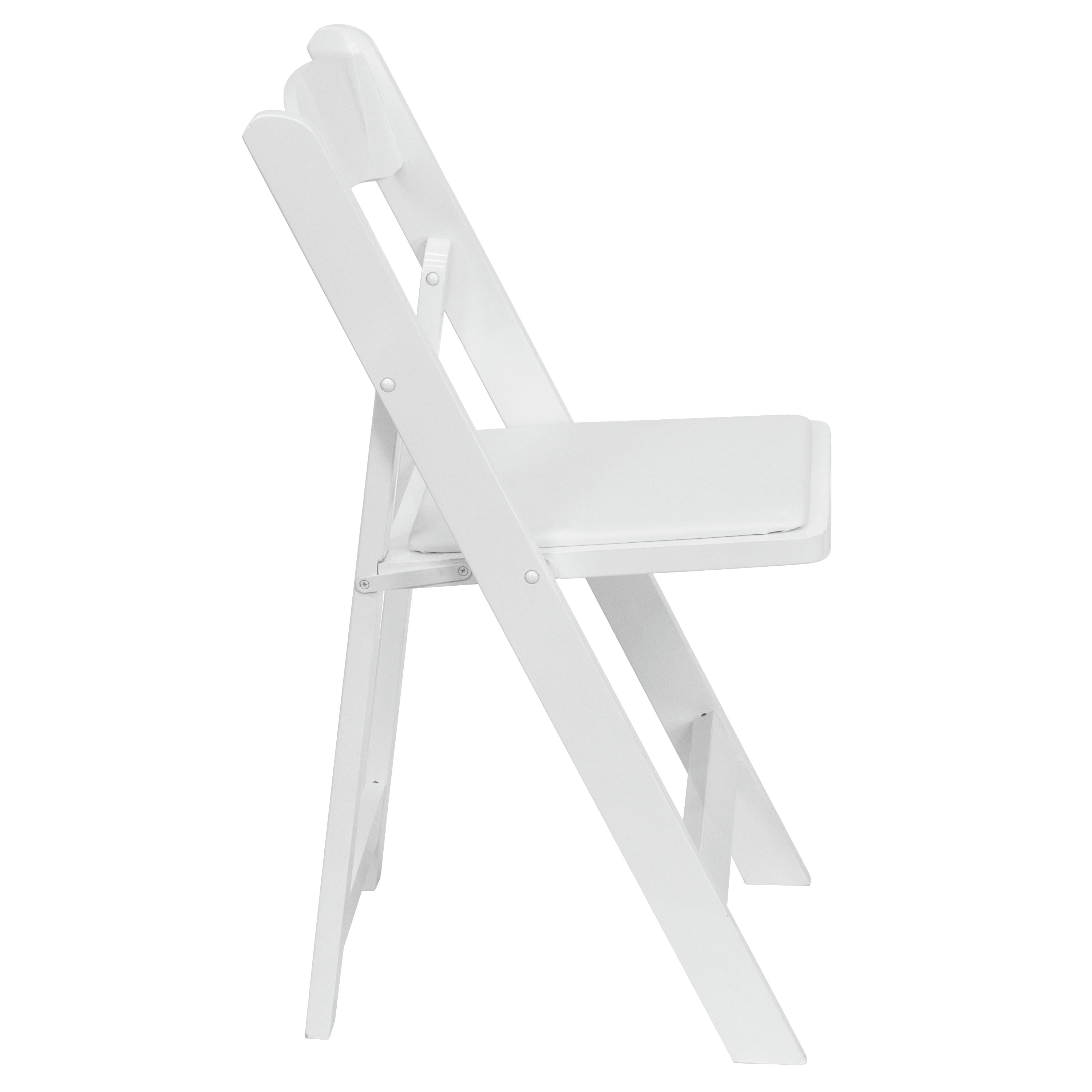 White Padded Wood Folding Chair