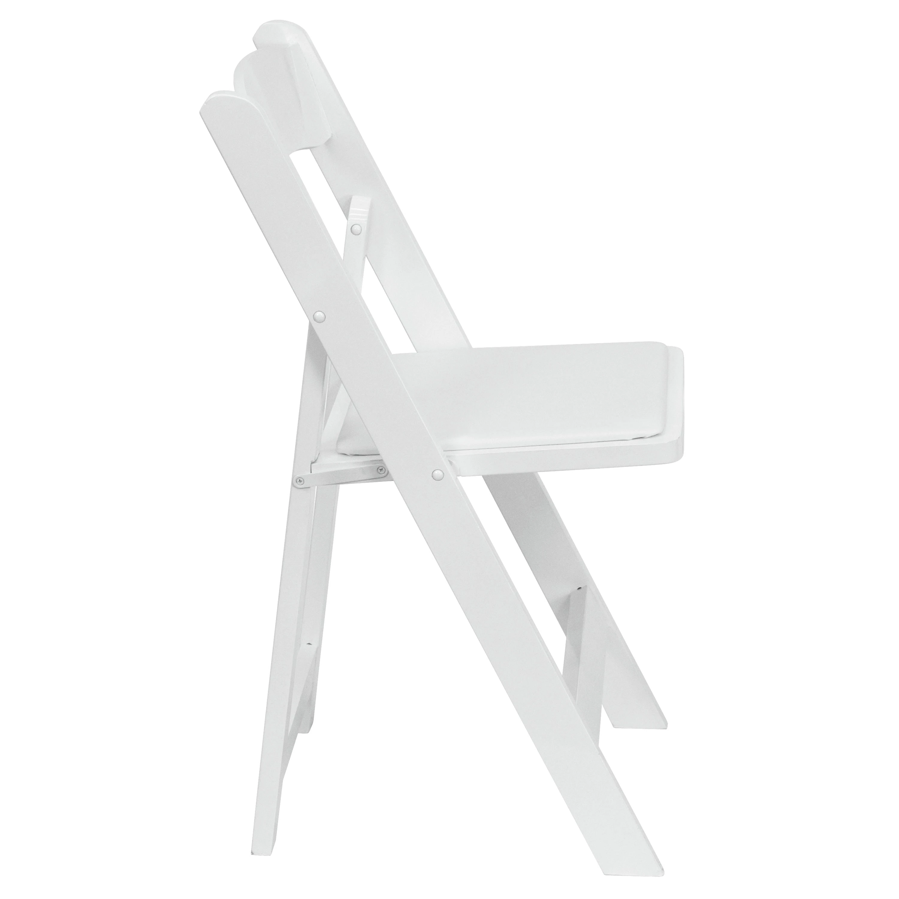 Sedia pieghevole in legno bianco imbottito