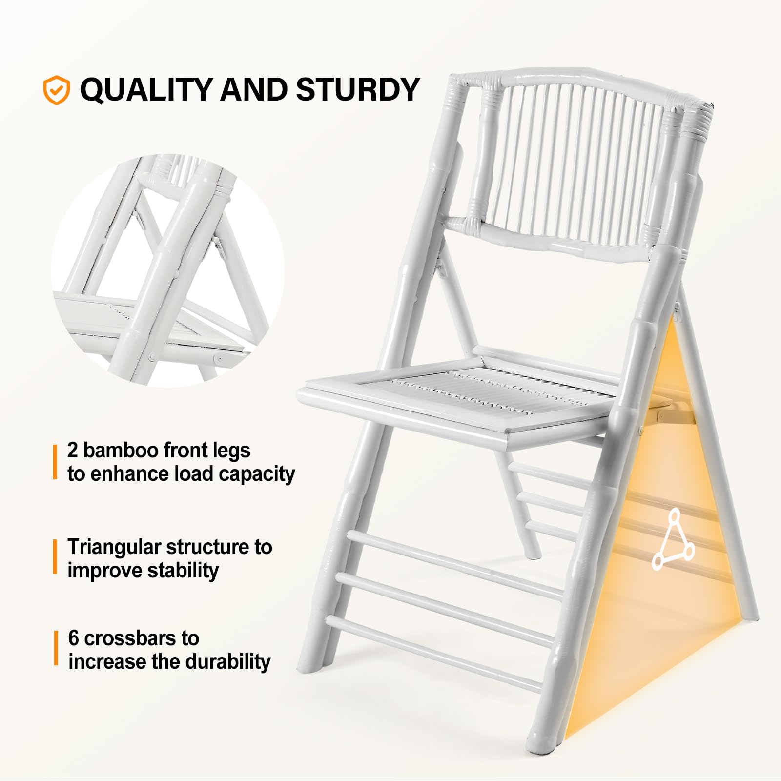 White Bamboo Folding Chair