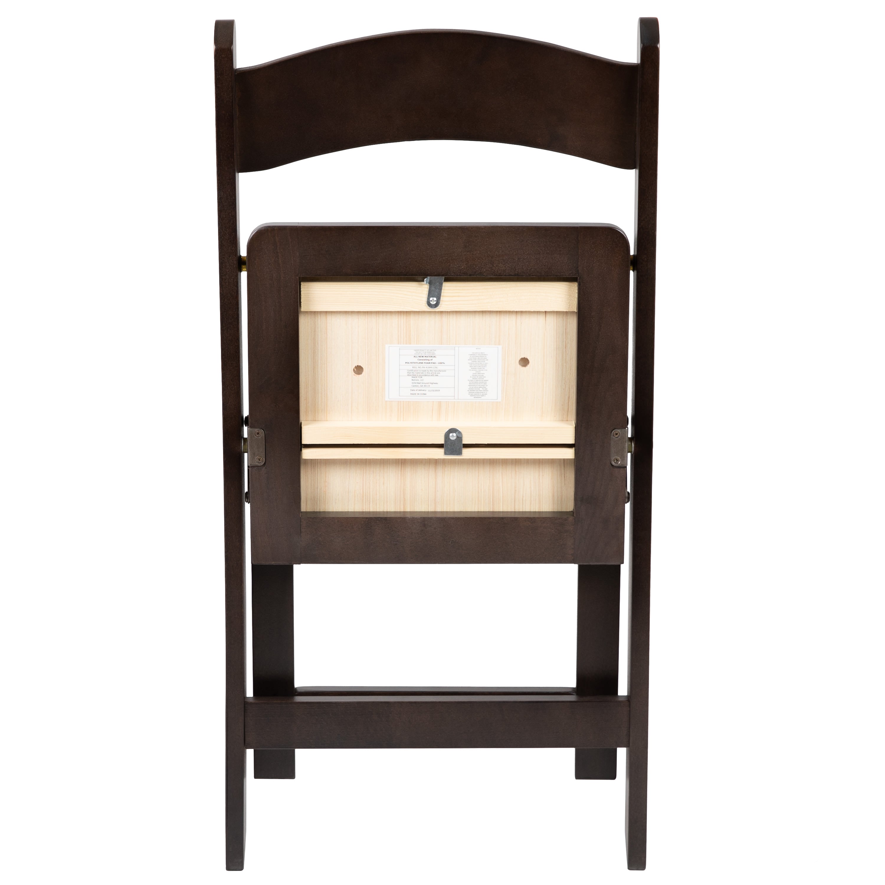 Mahogany Wood Folding Chair with Vinyl Padded Seat
