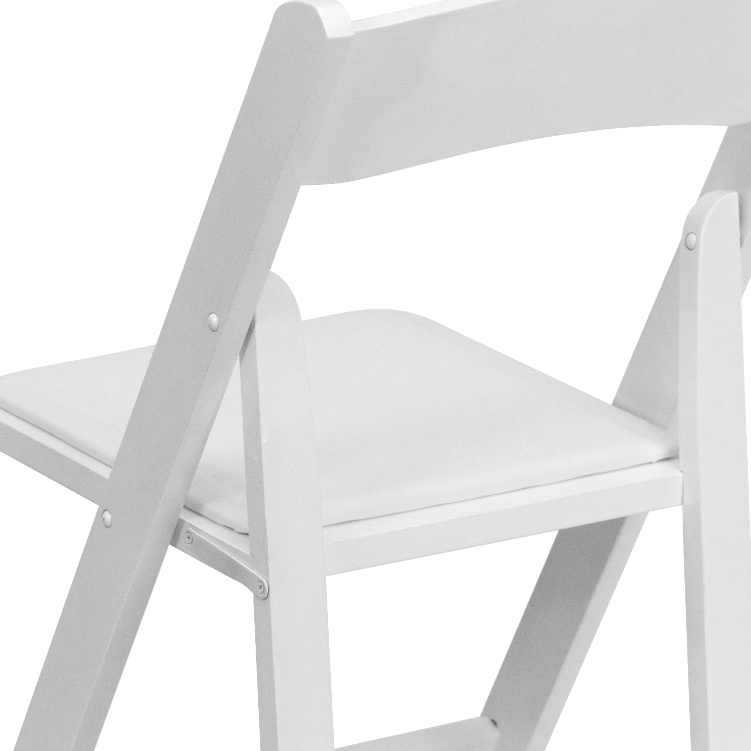 White Padded Wood Folding Chair
