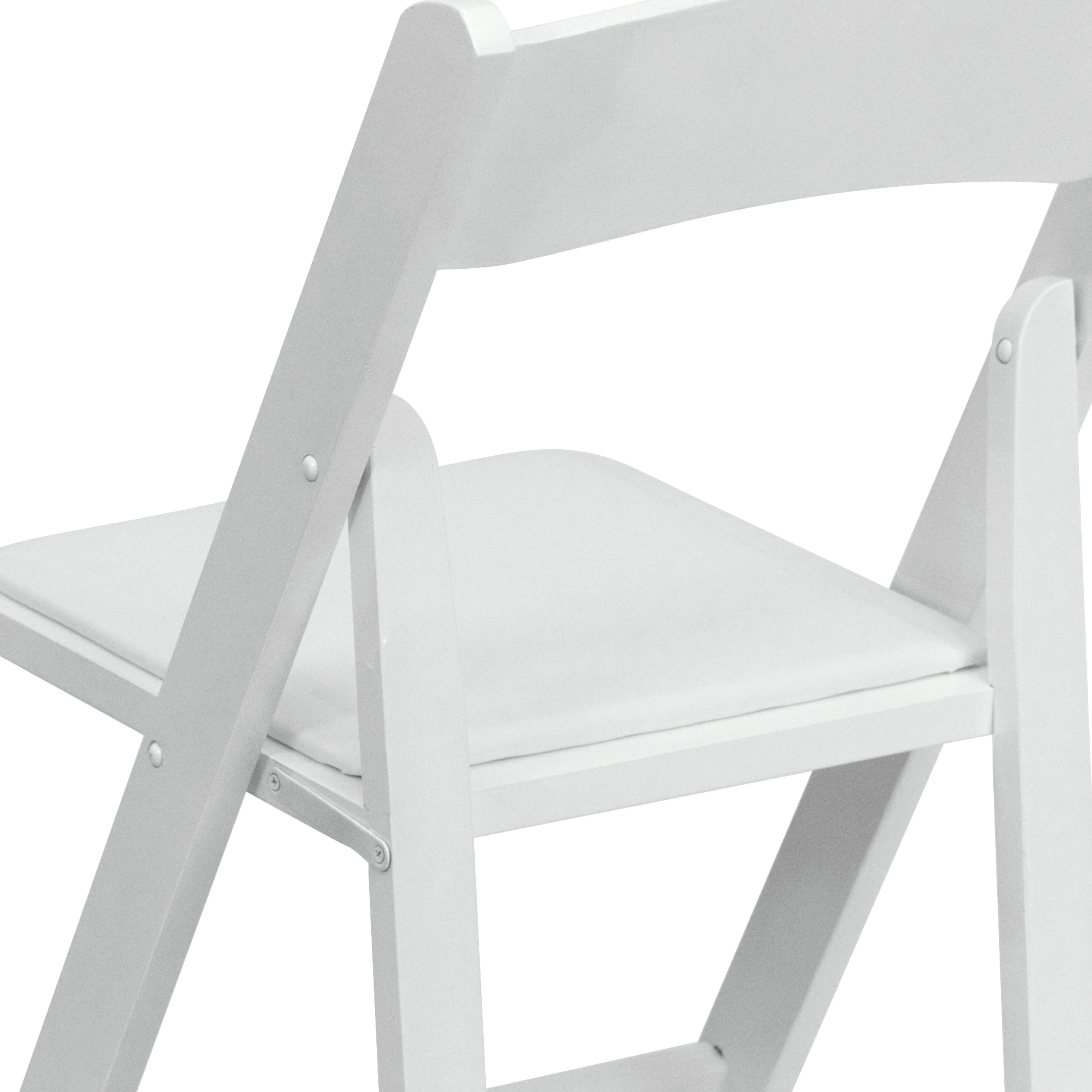 Sedia pieghevole in legno bianco imbottito
