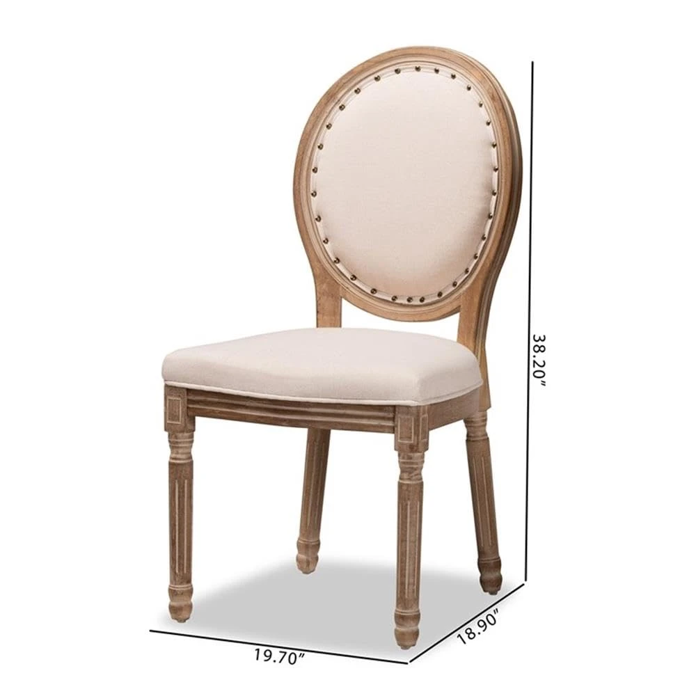 Sedia Louis in legno-tessuto marrone antico beige