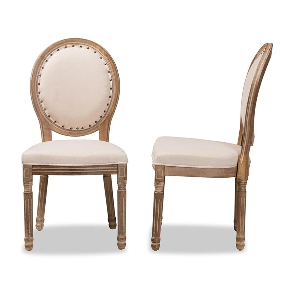 Sedia Louis in legno-tessuto marrone antico beige