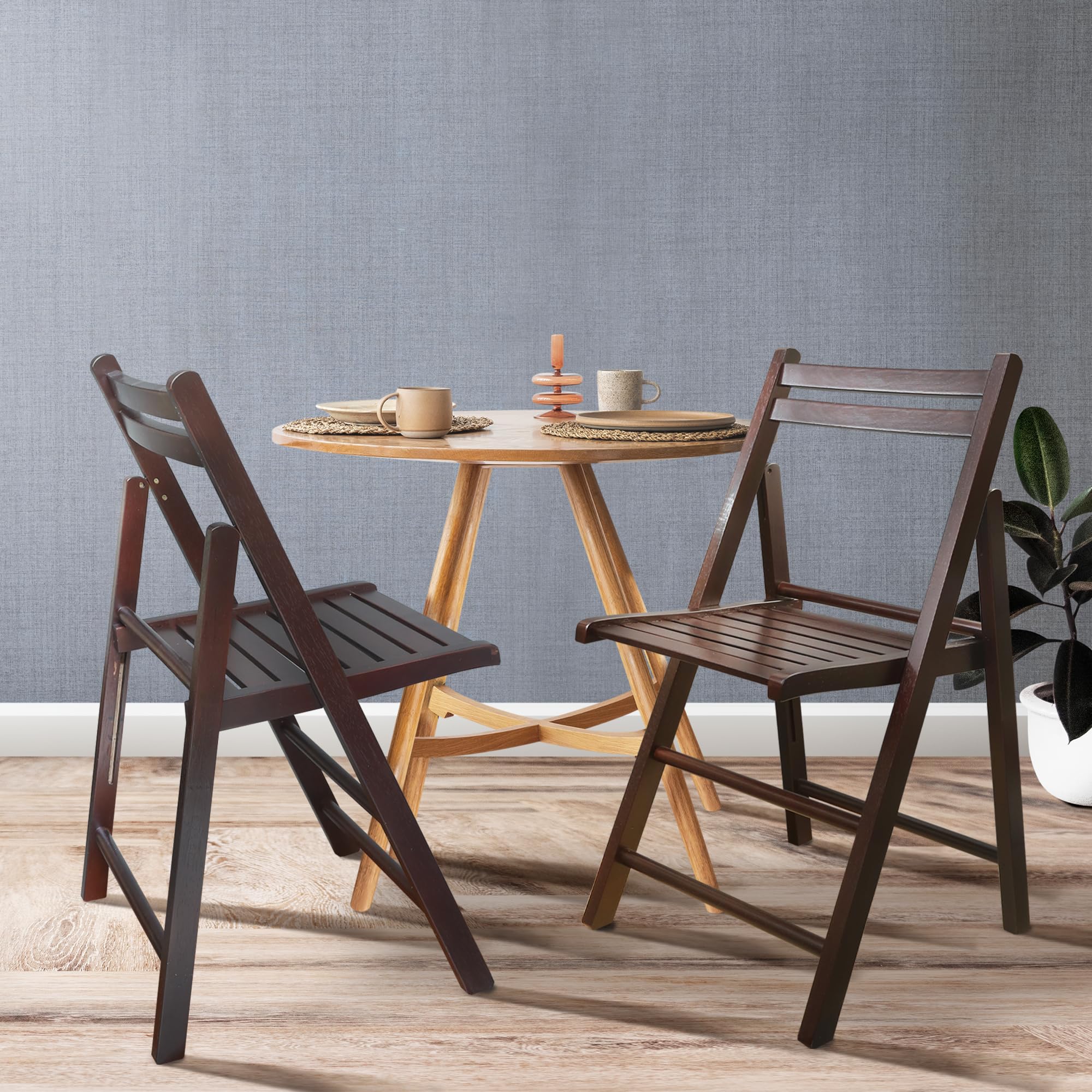 Dark Brown Wooden Folding Chair