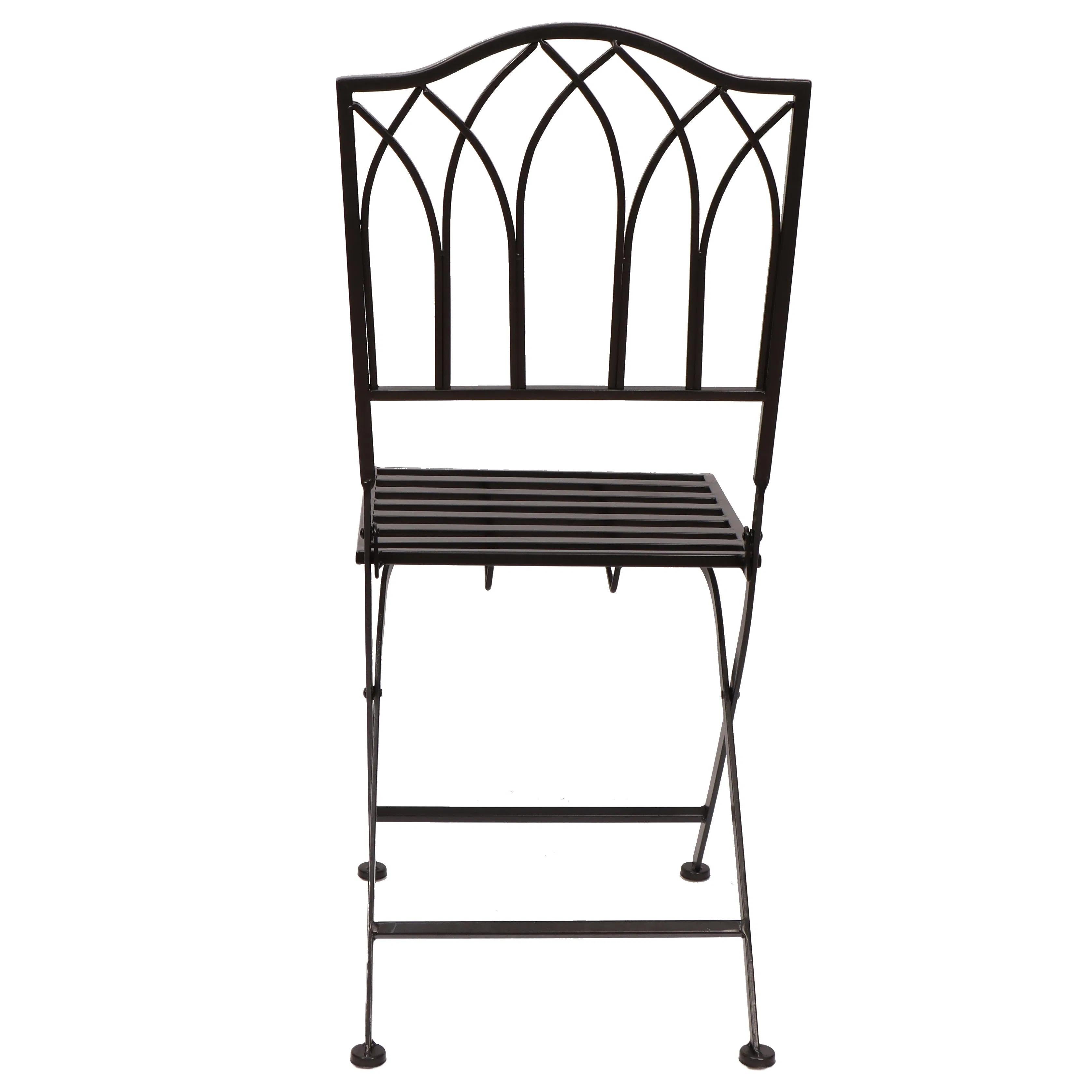 Black French Bistro Metal Garden Folding Chair