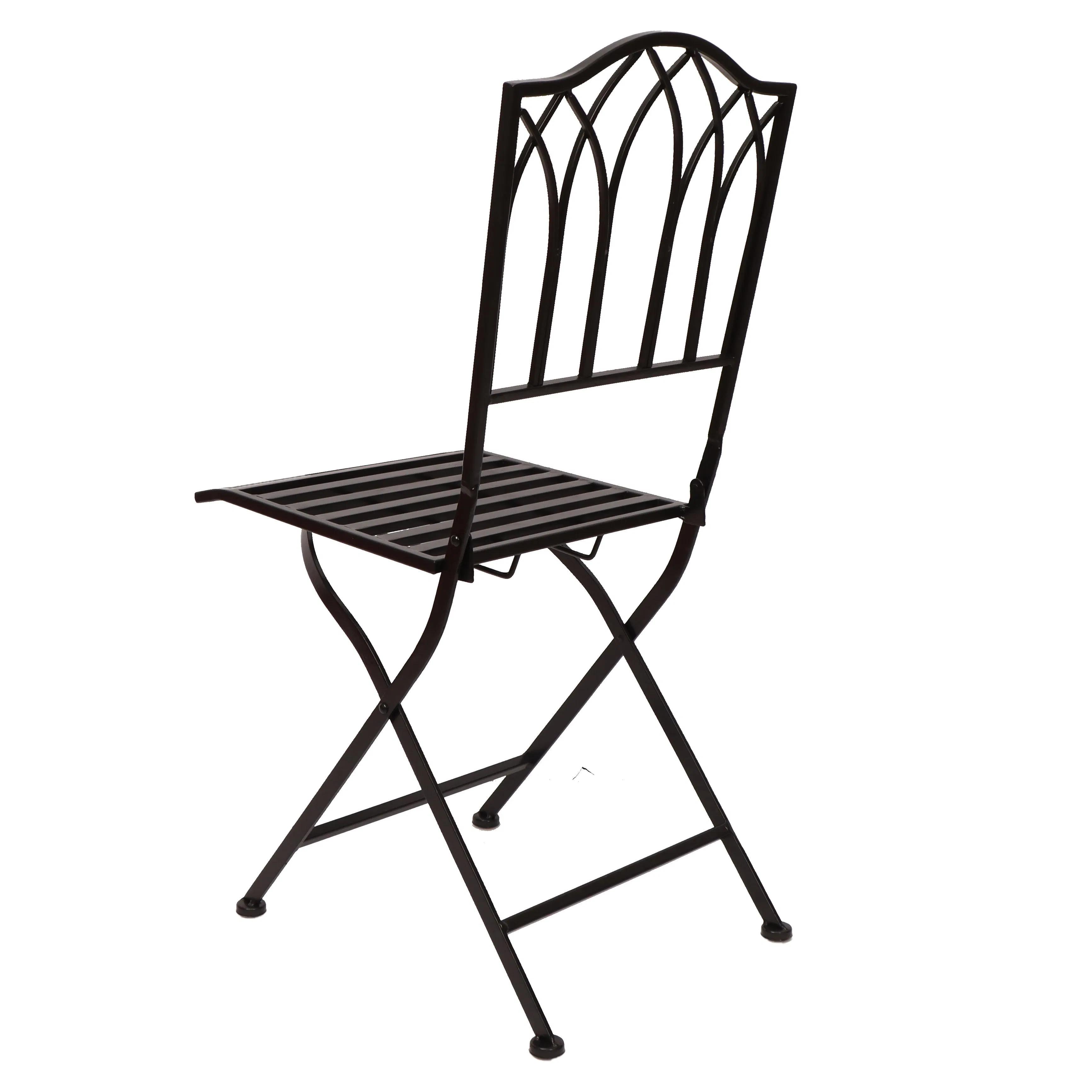 Black French Bistro Metal Garden Folding Chair