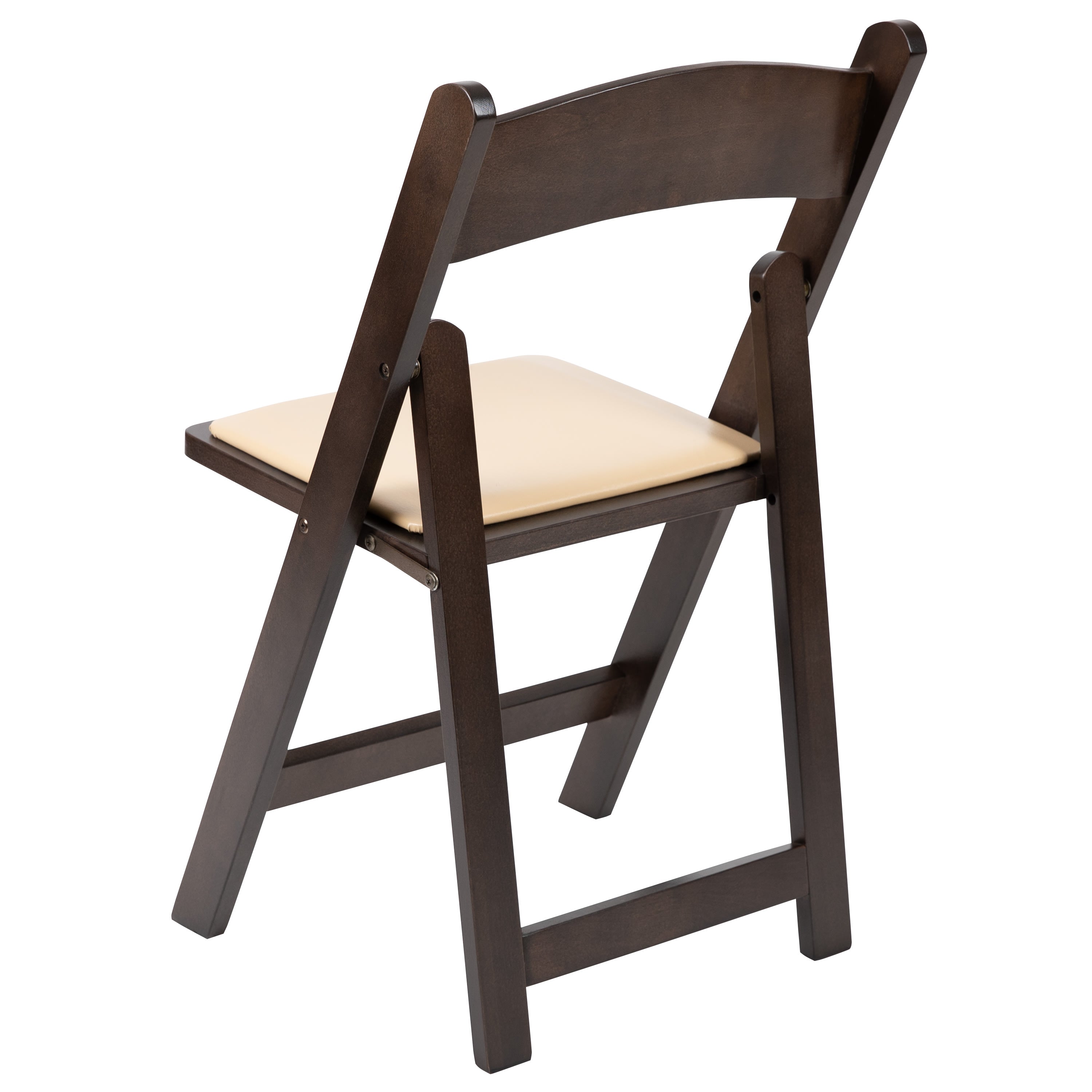 Mahogany Wood Folding Chair with Vinyl Padded Seat