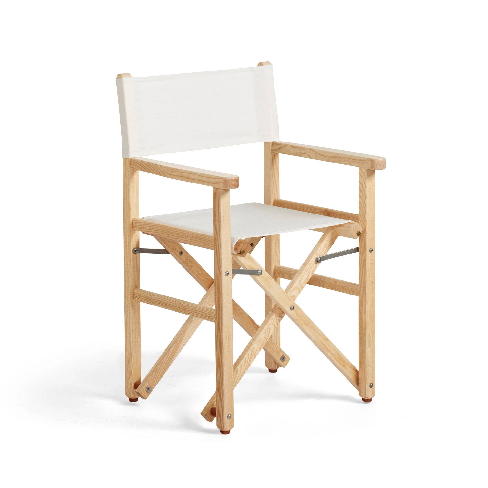 Sedia da regista pieghevole - Legno naturale con tessuto di lino bianco