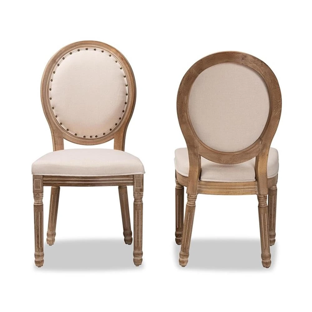 Sedia Louis in legno-tessuto marrone antico beige