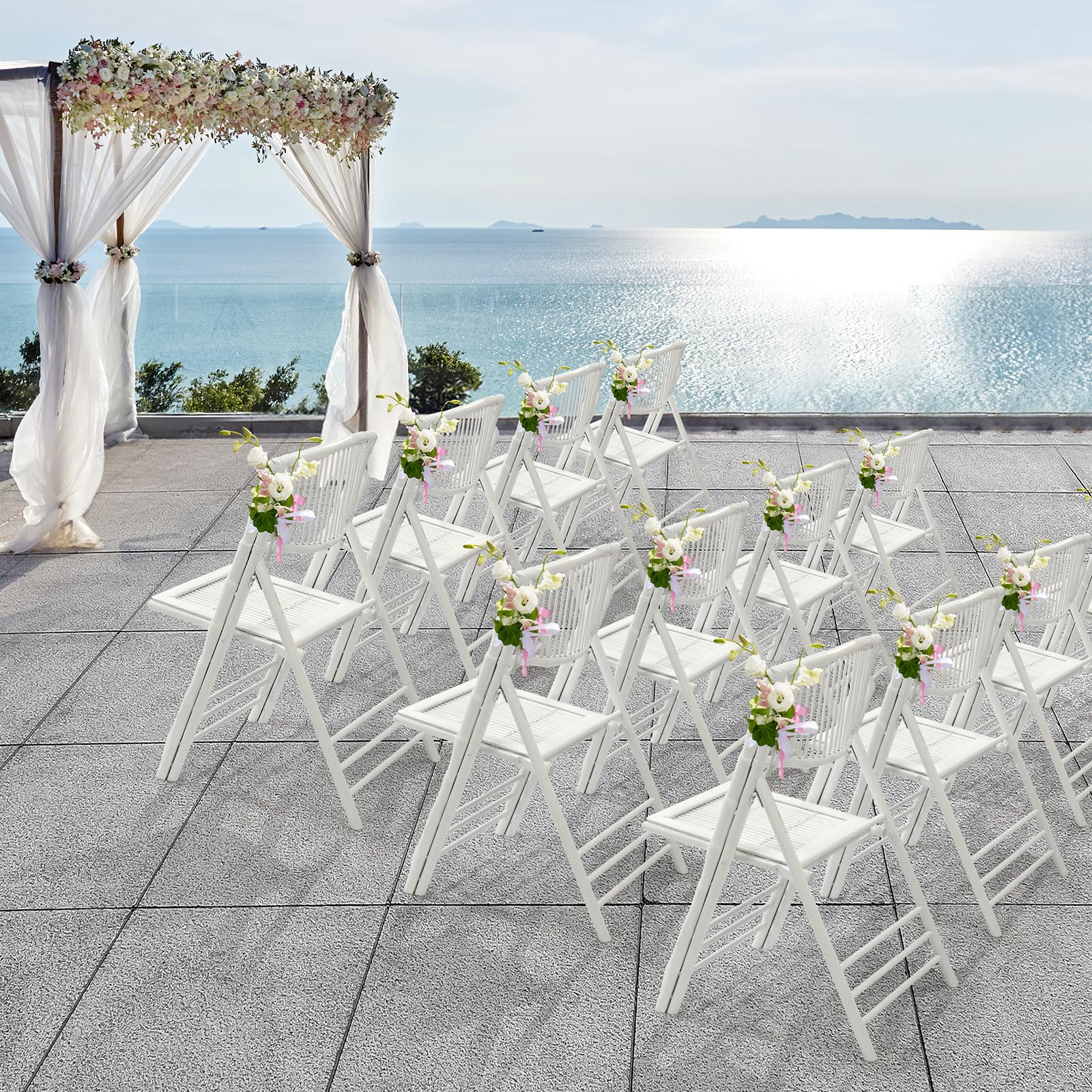 White Bamboo Folding Chair